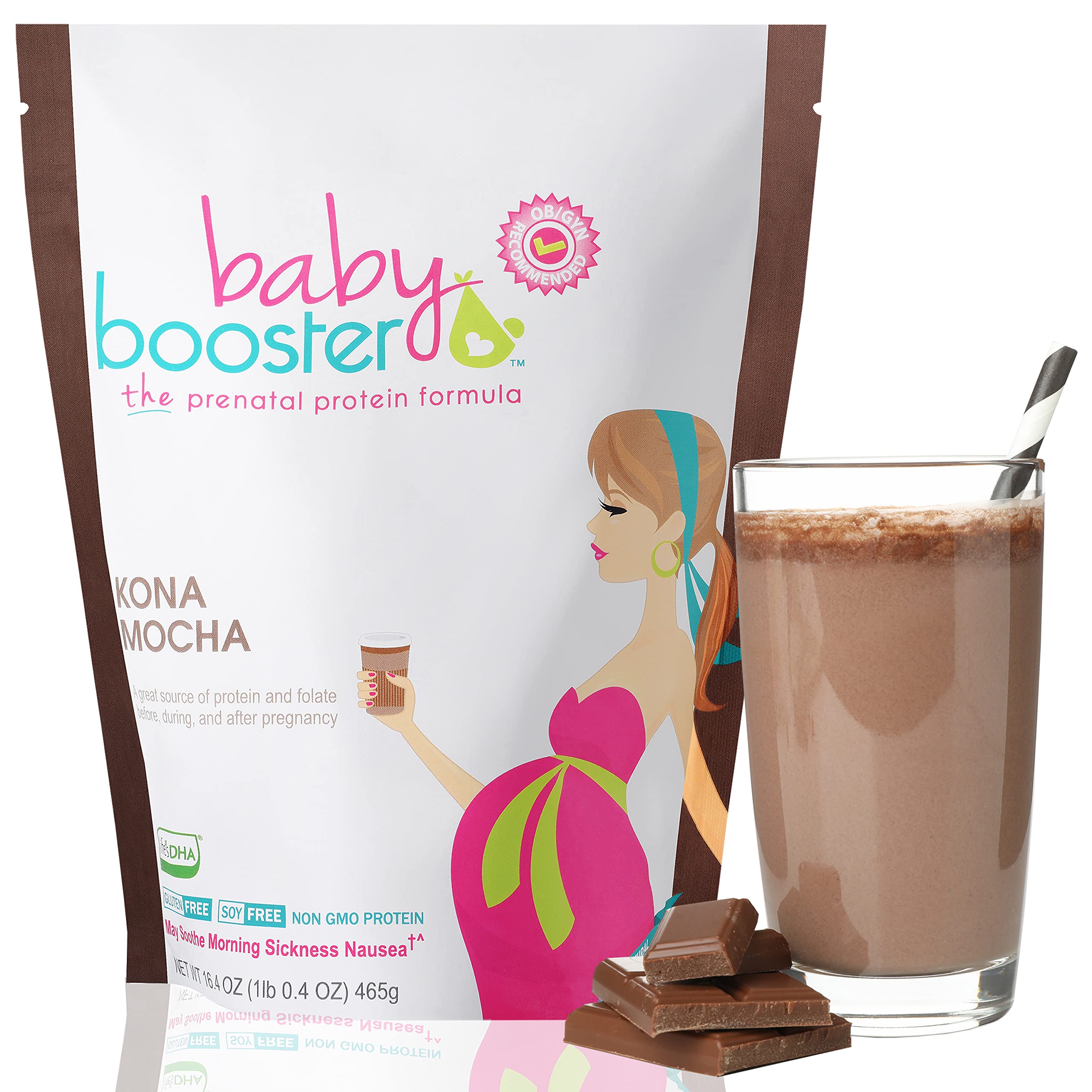 Baby Booster Prenatal Vitamin Supplement Shakes, Kona Mocha and Salted Carmel Baby Booster