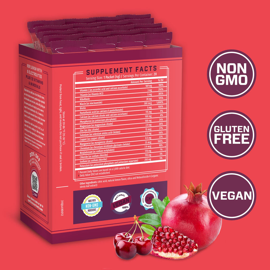 KEY NUTRIENTS Multivitamin Electrolytes Powder Packets - Sweet Cherry-Pom 20 Pack