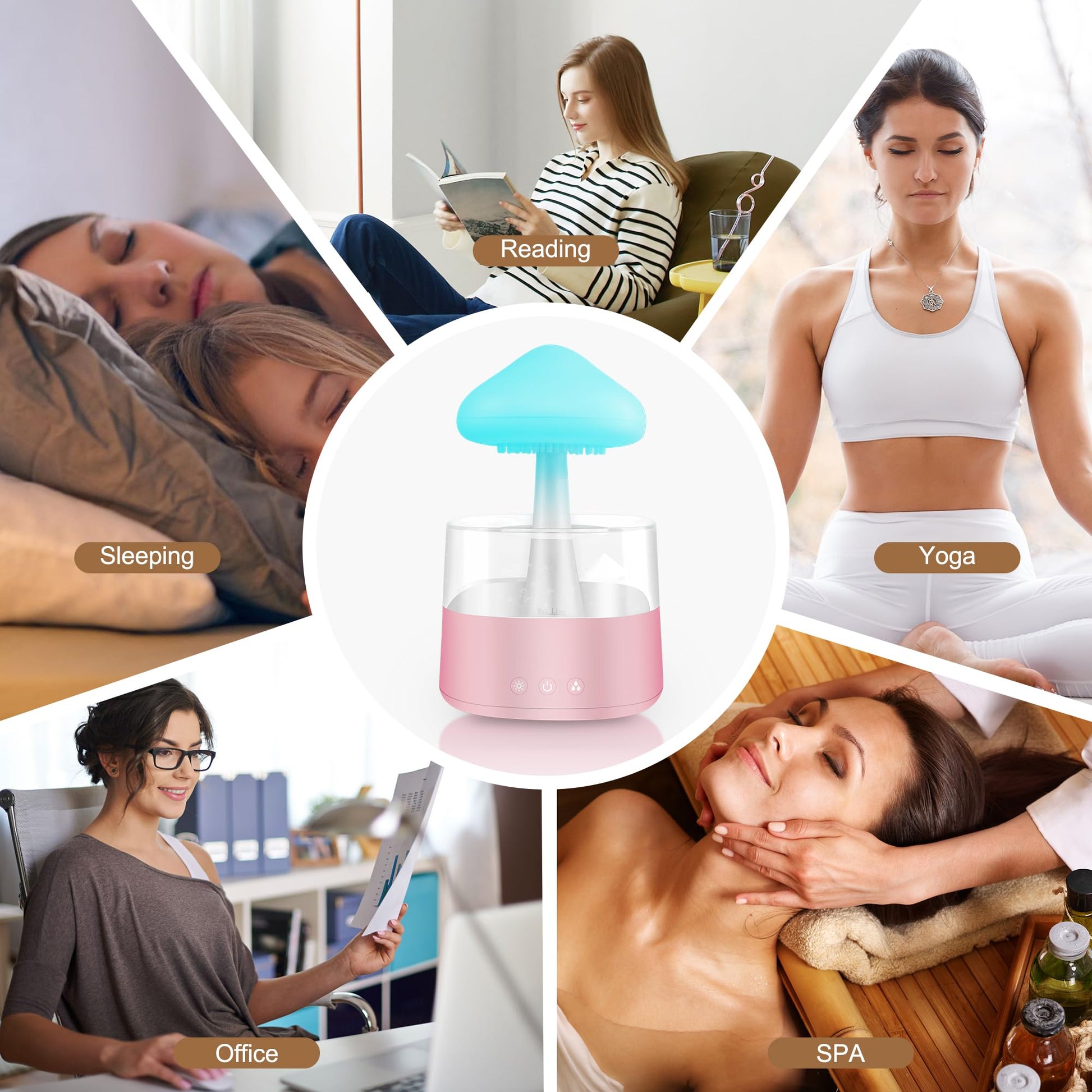 Rain Cloud Humidifier Water Drip, Mushroom Rain Cloud Diffuser, Raining Cloud Night Light Mriykio