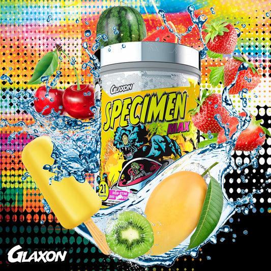 Glaxon Specimen Max High Stim Pre-Workout | 400mg Caffeine + 3200mg Beta Alanine for Maximum Energy, Pump & Focus | 21 Servings (Martian Mango)