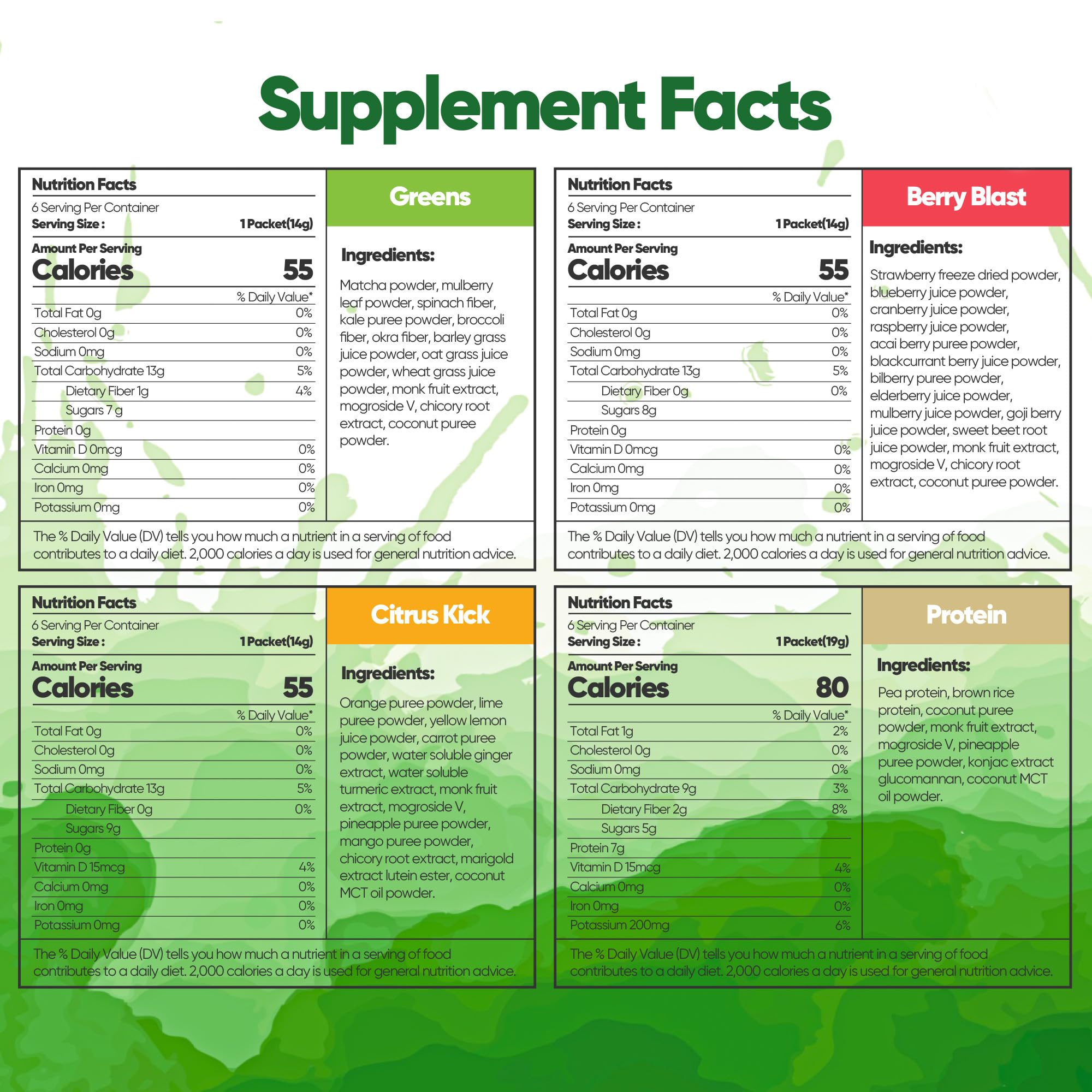 Raw Fountain 3 Day Juice Cleanse Detox, Weight Management Program, 24 Powder Packets Raw Fountain