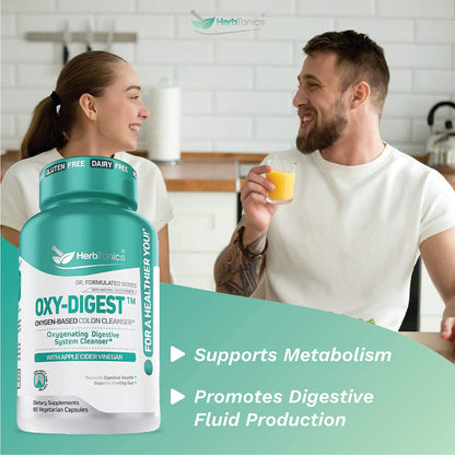 Herbtonics Oxygen Based Colon Cleanse and Detox Digestive System Formula | with Apple