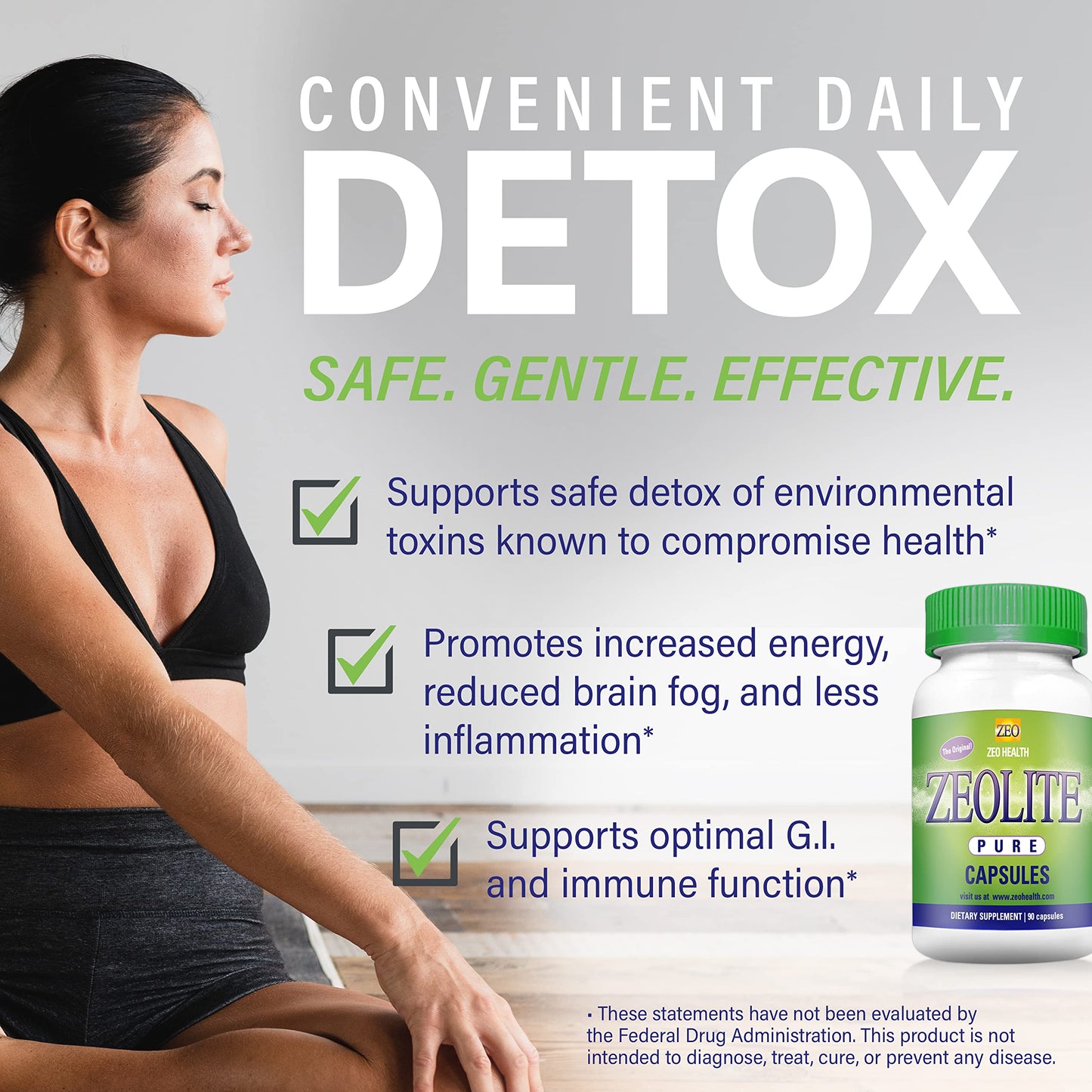 Zeolite Pure Capsules | Zeolite Detox, Extra Strength | Pure, Full Body Cleanse for Women
