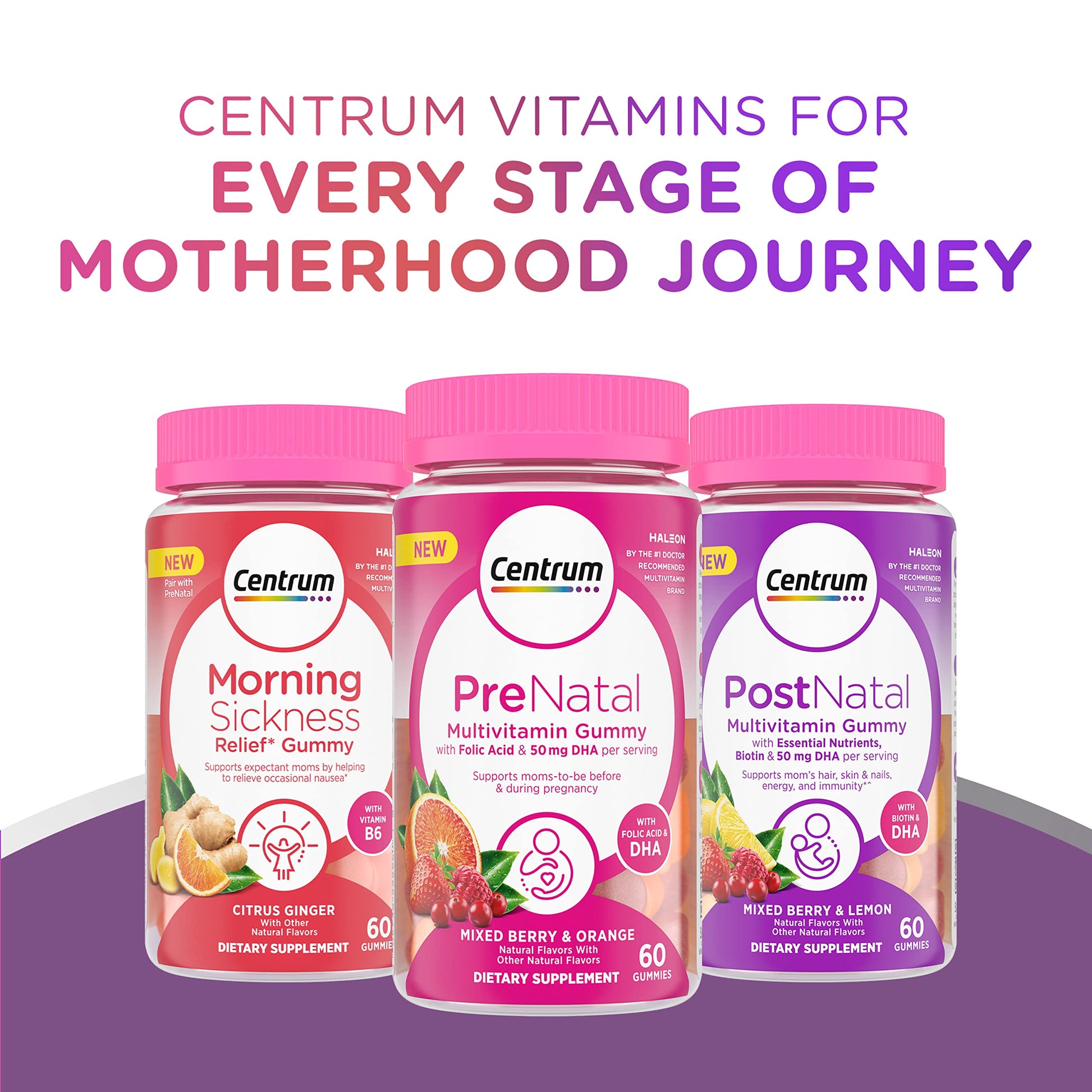 Centrum Prenatal Multivitamin Gummies with DHA and Folic Acid, Mixed Berry and Orange Flavors Centrum