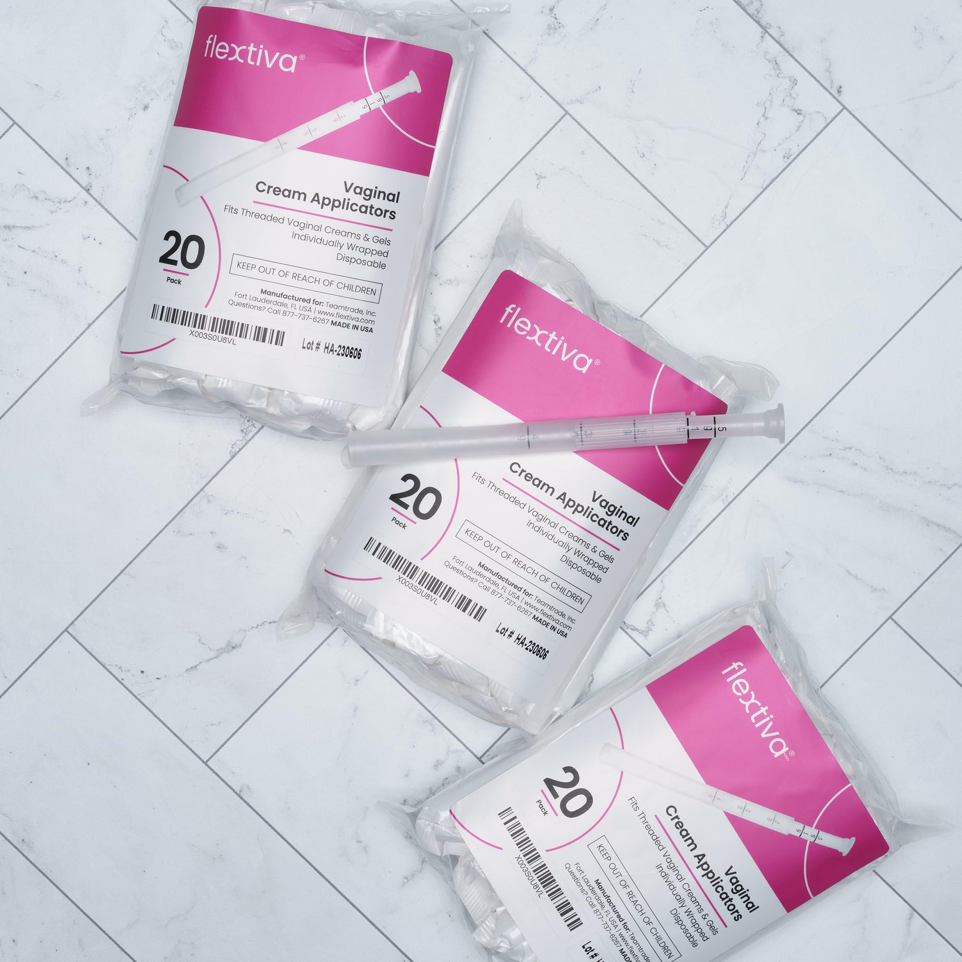 Flextiva Disposable Plastic Vaginal Cream Applicators - Threaded End to Fit OTC Gel or Cream Products Flextiva