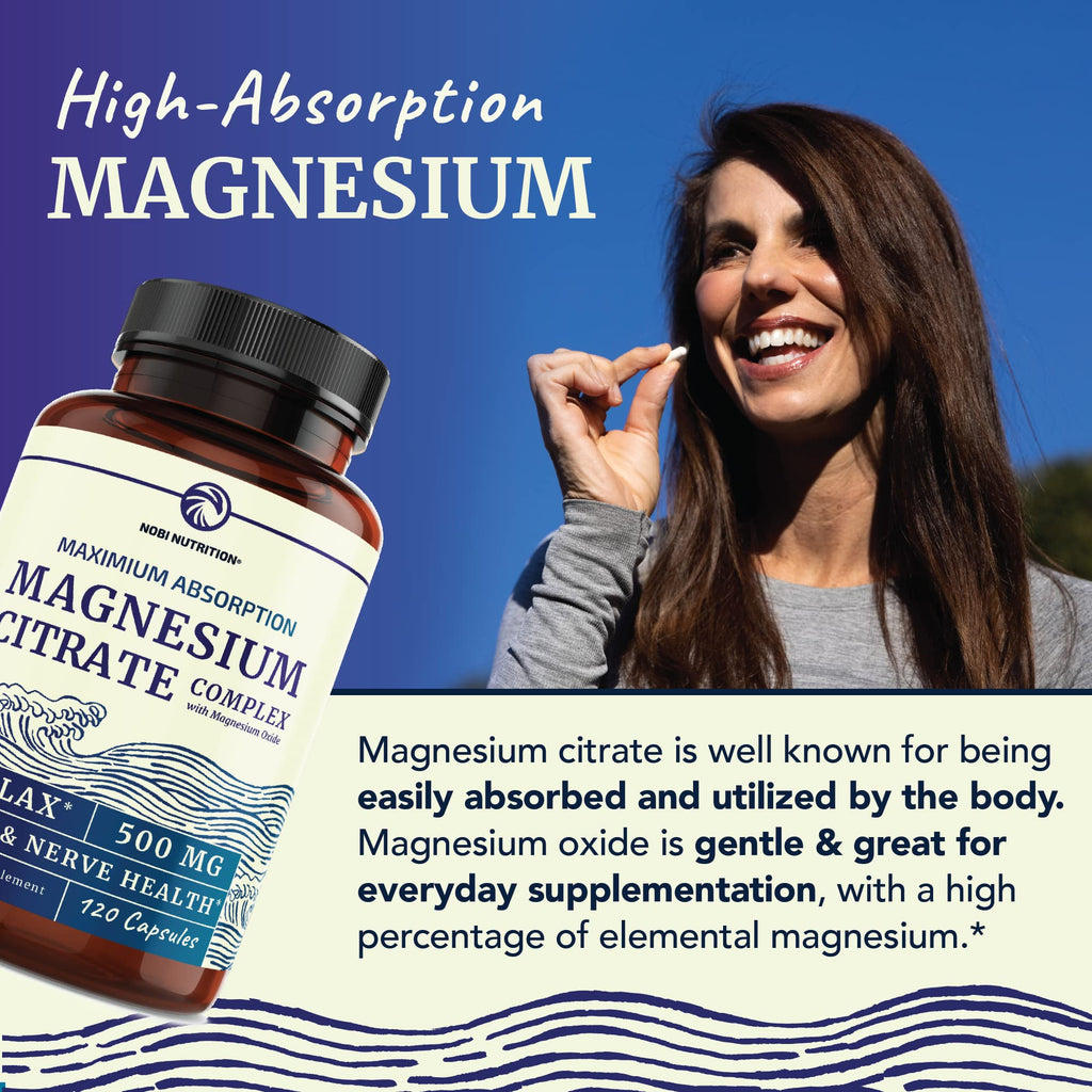 Magnesium Citrate Complex 500 MG for Calm, Relaxation, Constipation & Digestion