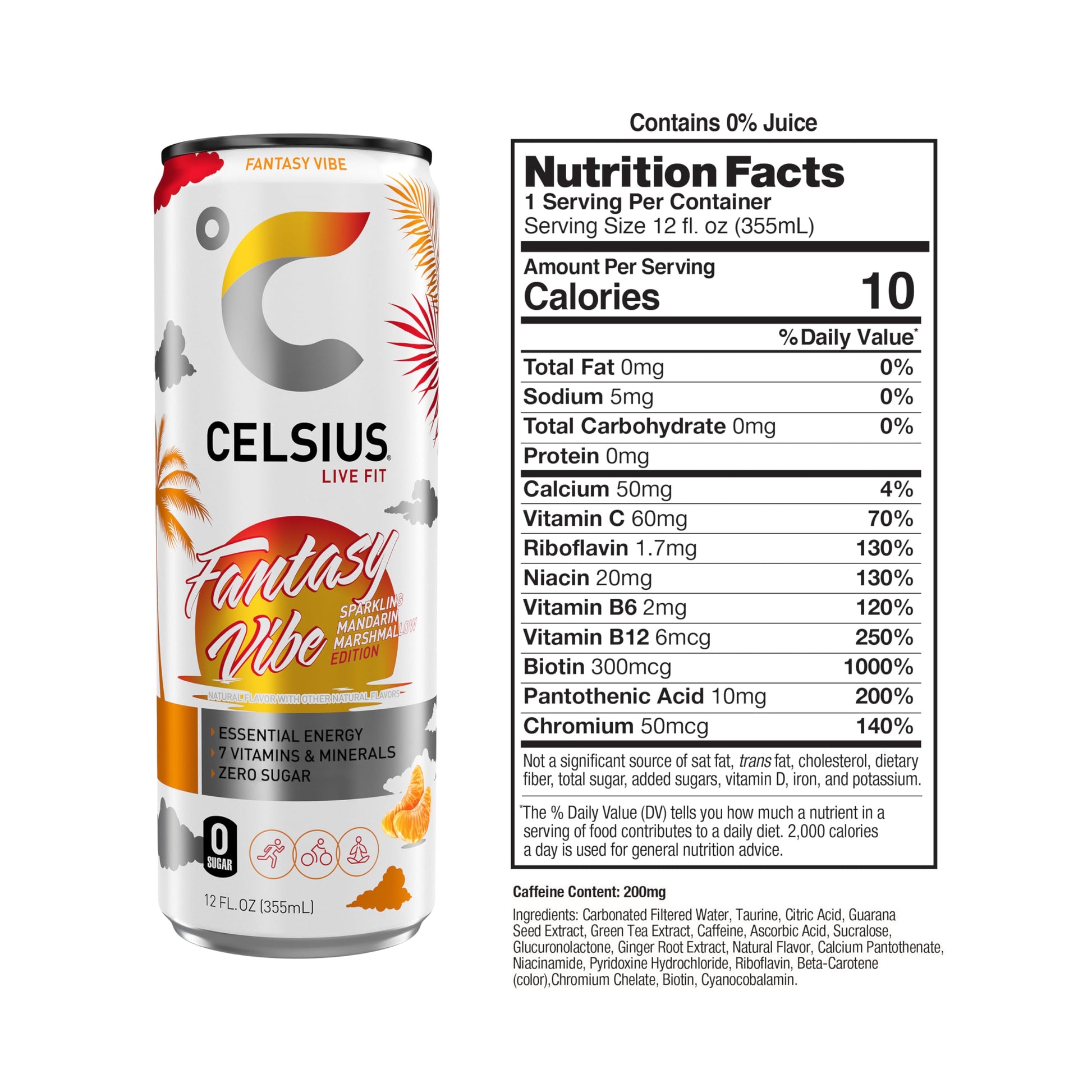 CELSIUS Sparkling Fantasy Vibe, Functional Essential Energy Drink, 12 Fl Oz (Pack of 12) CELSIUS