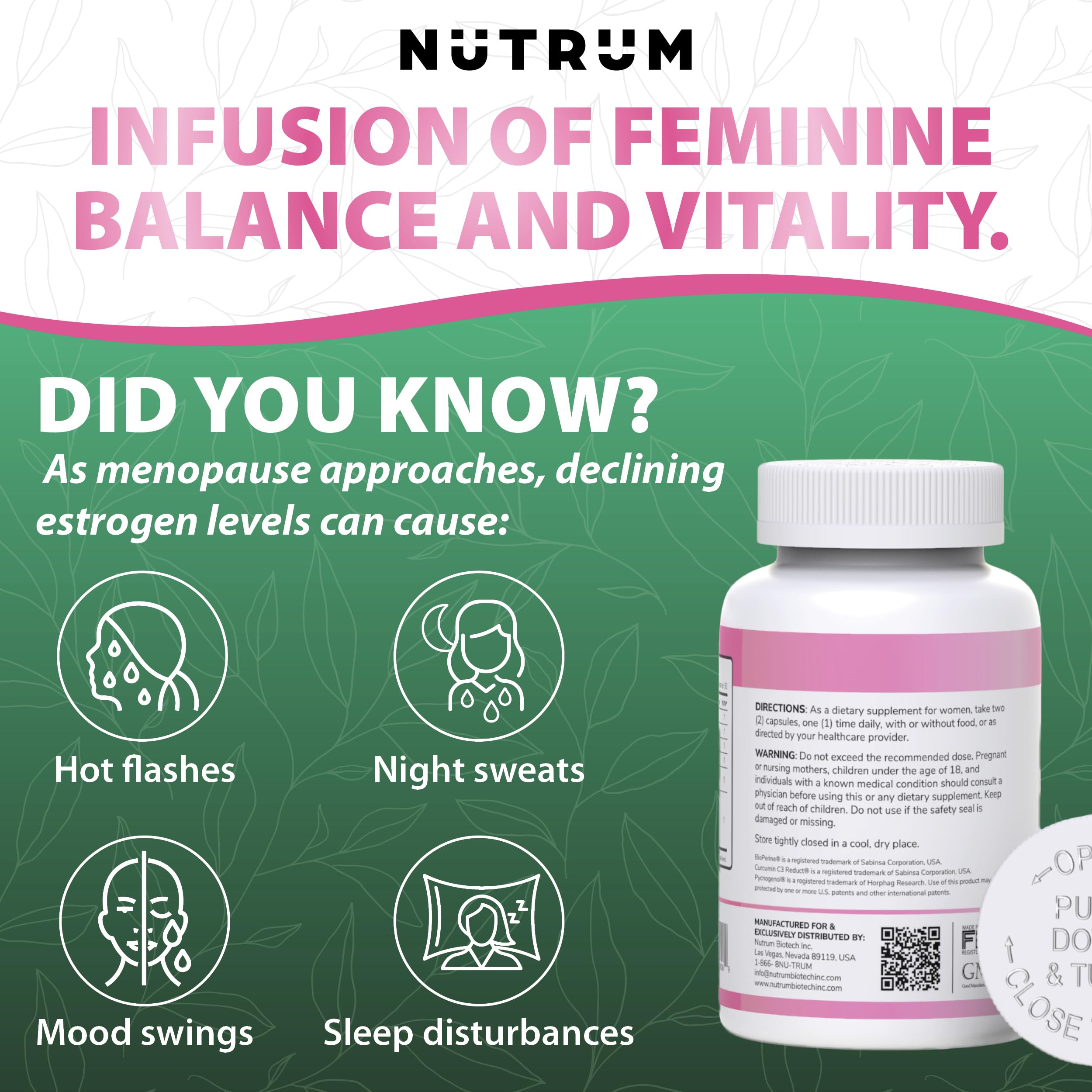 Estrolife Anti-Aging Support for Women by Nutrum, Vegan Supplement for Long Lasting Female Hormonal Balance Nutrum