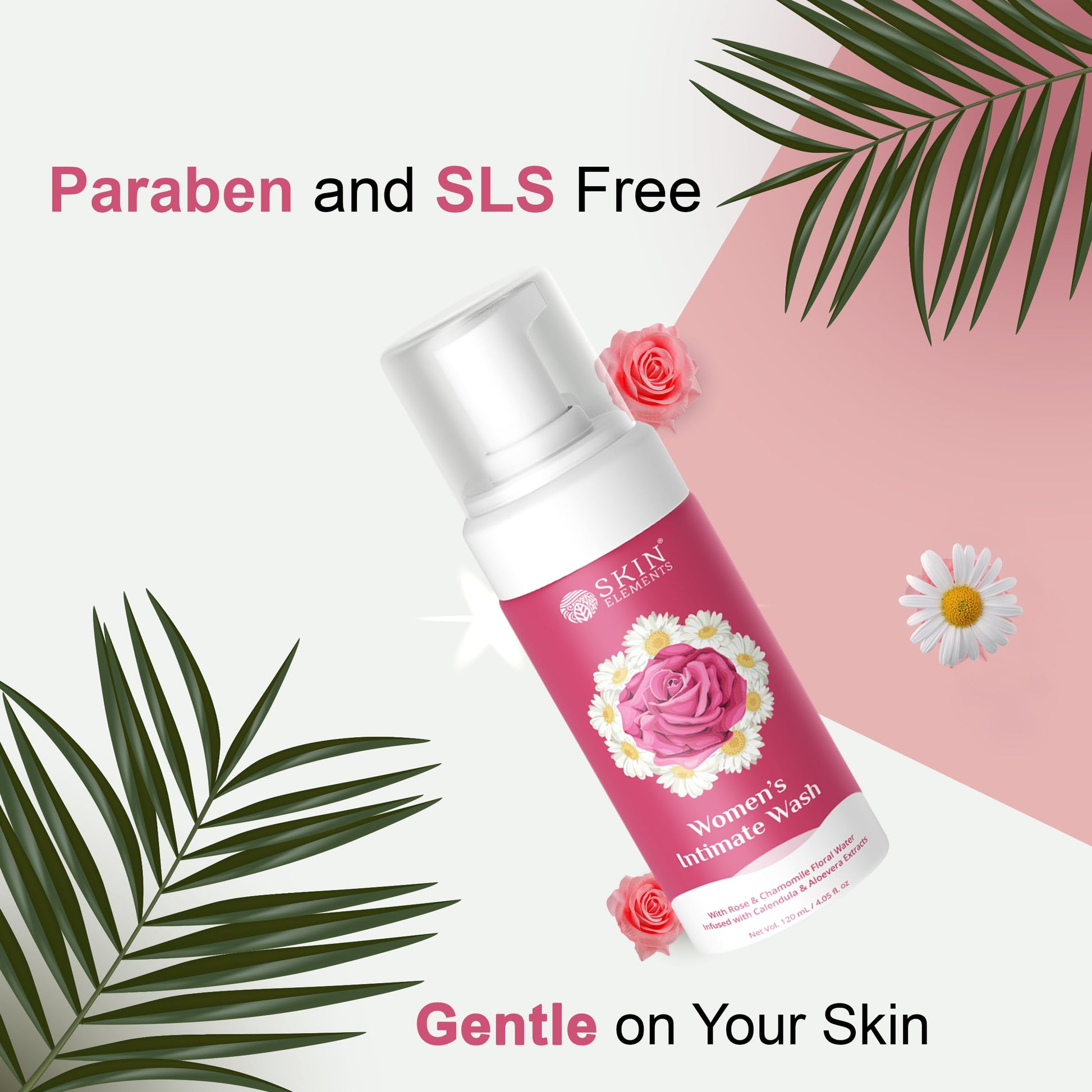 Skin Elements Intimate wash for Women (4.05 Fl Oz.) with Rose & Chamomile Water Skin Elements