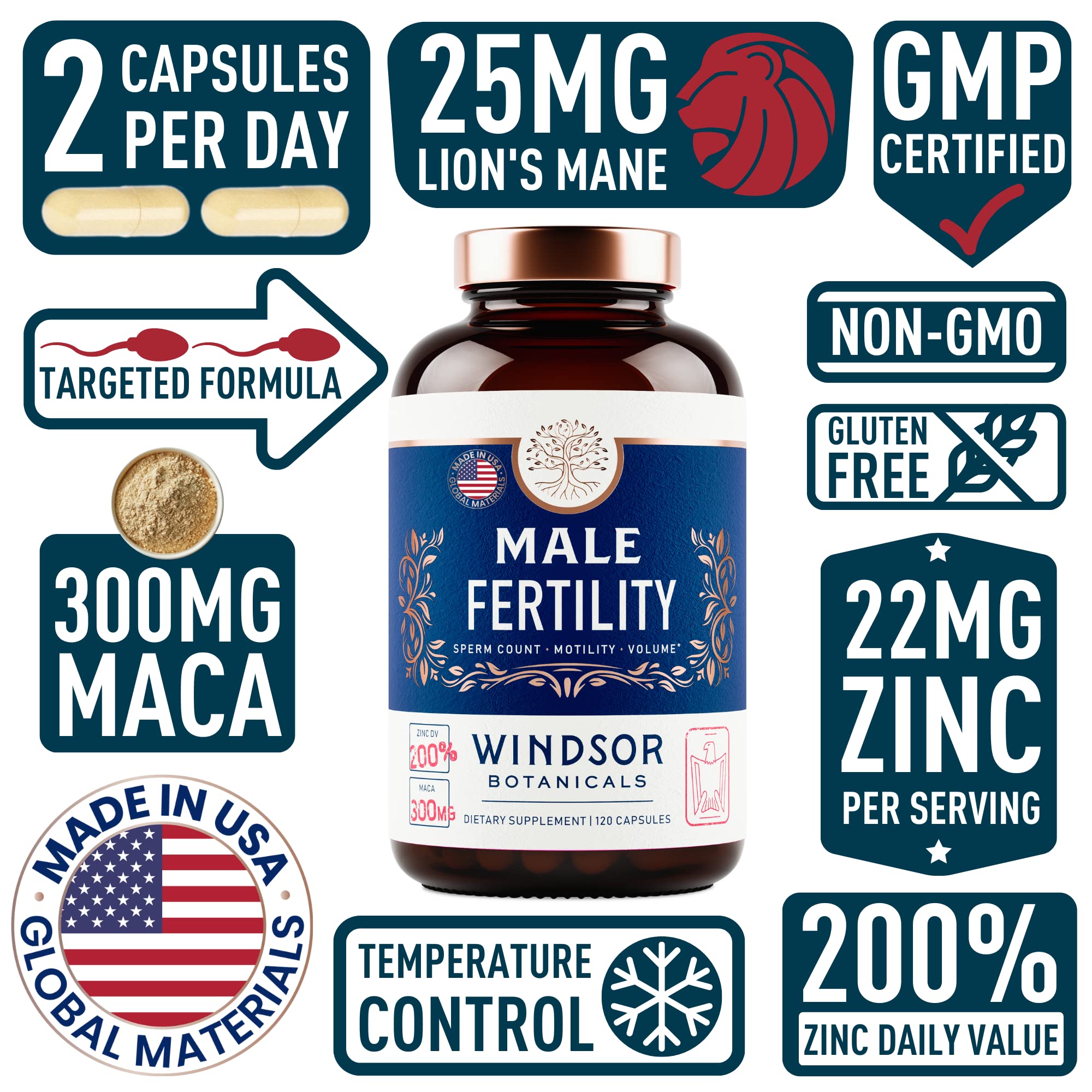 WINDSOR BOTANICALS Male Fertility Supplement and DHA with Folic Acid Prenatal Bundle WINDSOR BOTANICALS