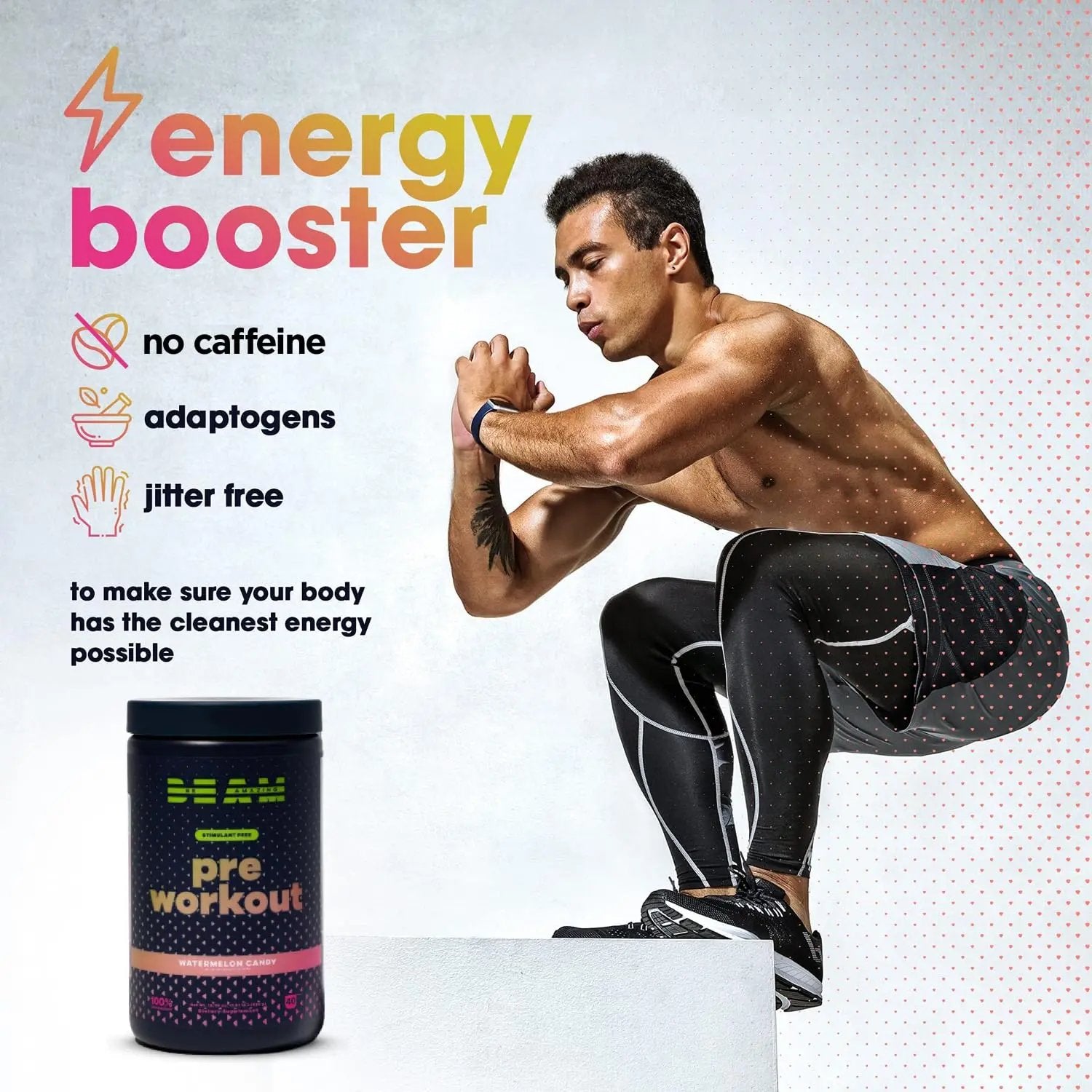 BEAM Be Amazing Vegan Stim Free Pre-Workout Powder | Energy Booster Powdered Drink BEAM