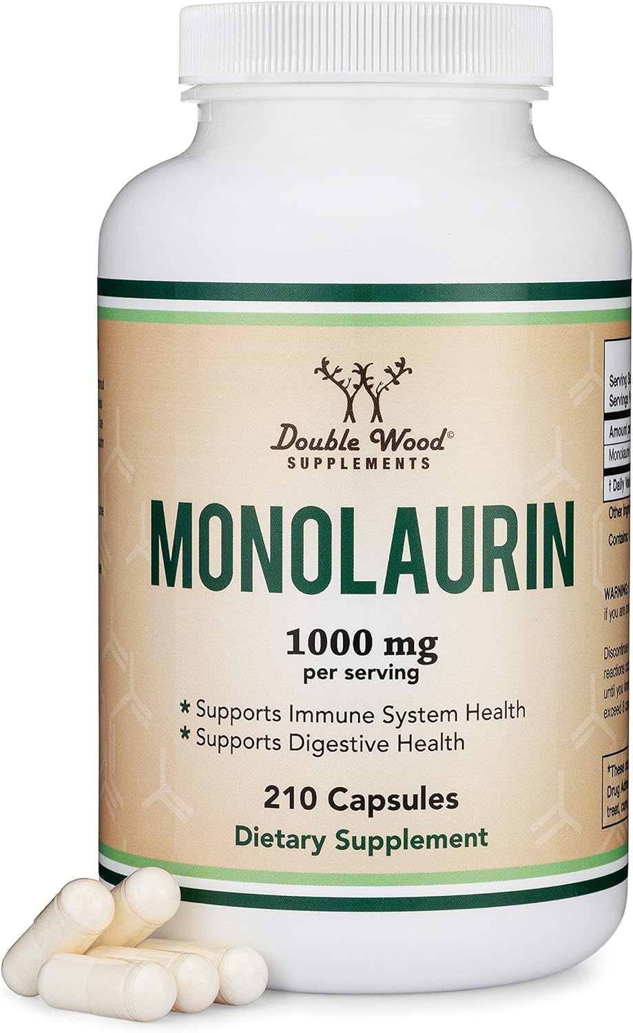 Monolaurin Immune Support Supplement 1,000mg per Serving, 210 Capsule