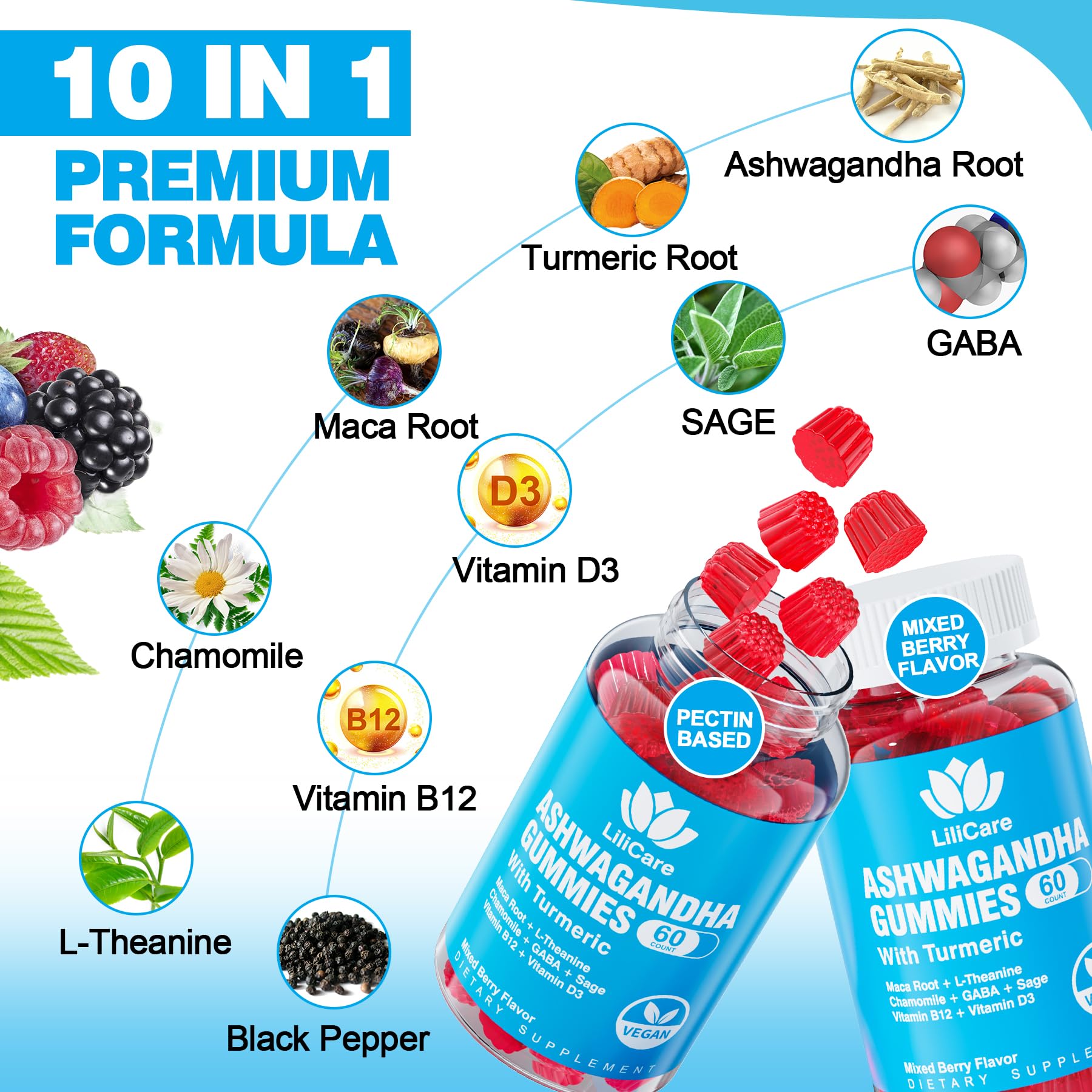 EnvyDeal 2 Pack Ashwagandha Gummies for Immune Support, 2000mg Organic Ashwa EnvyDeal