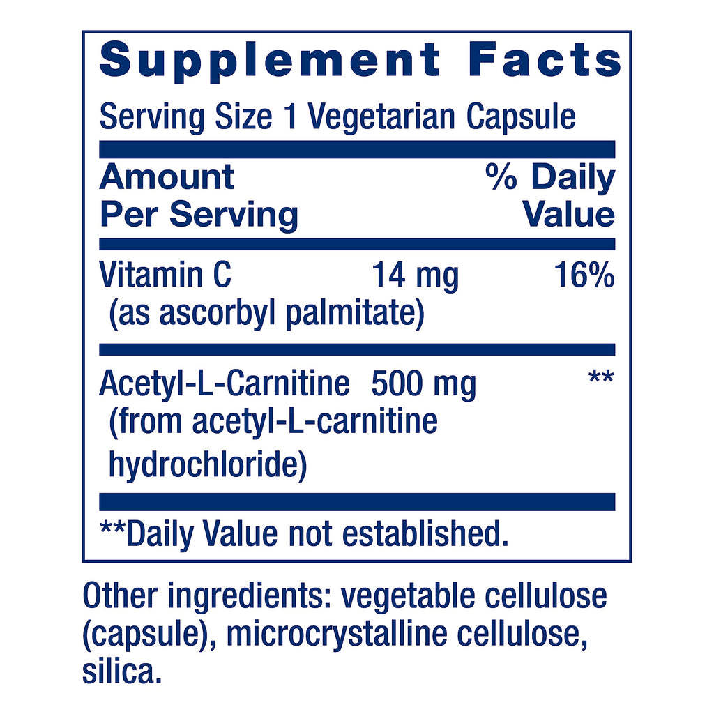 Life Extension Acetyl-L-Carnitine, Acetyl-L-Carnitine, vitamin C, Brain, mood & nerve health
