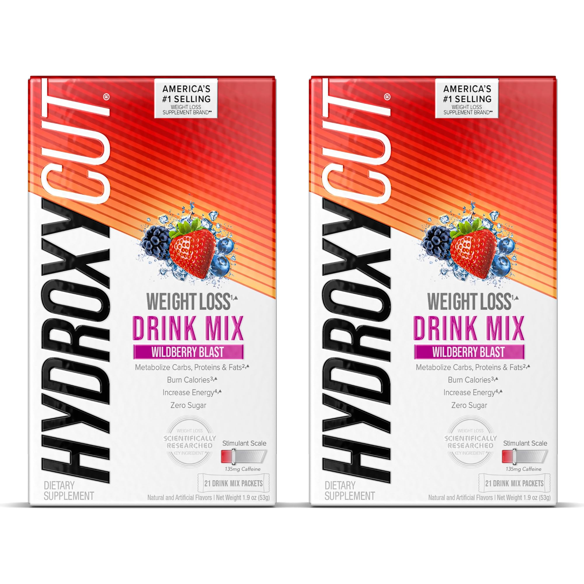 Hydroxycut Drink Mix | Energy Drink Powder | Wildberry Blast, 21 Packets, 2 Packs