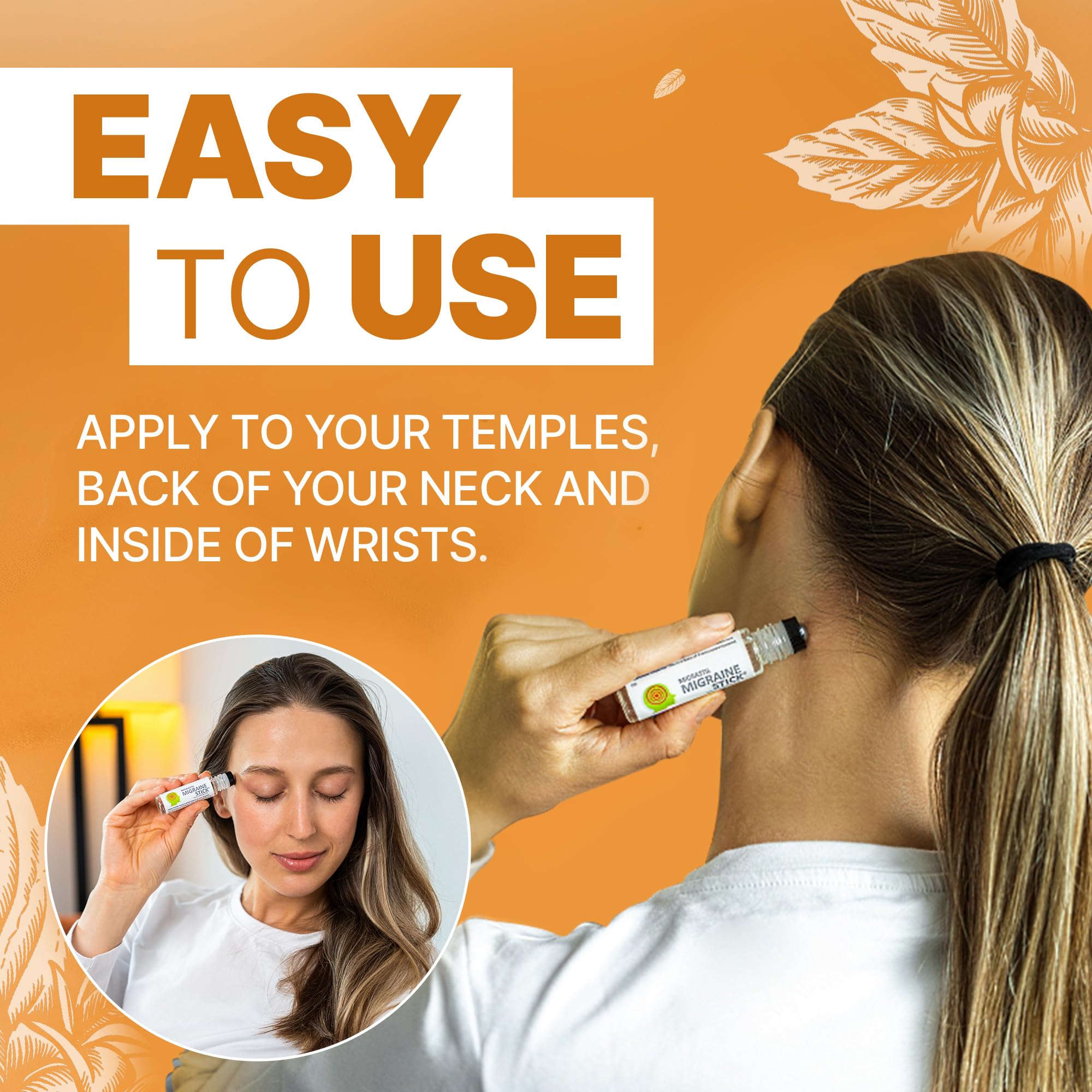 Migrastil Migraine Stick® Rollon - Fast Cooling Comfort for Your Head. Aromatherapy with Peppermint Basic Vigor