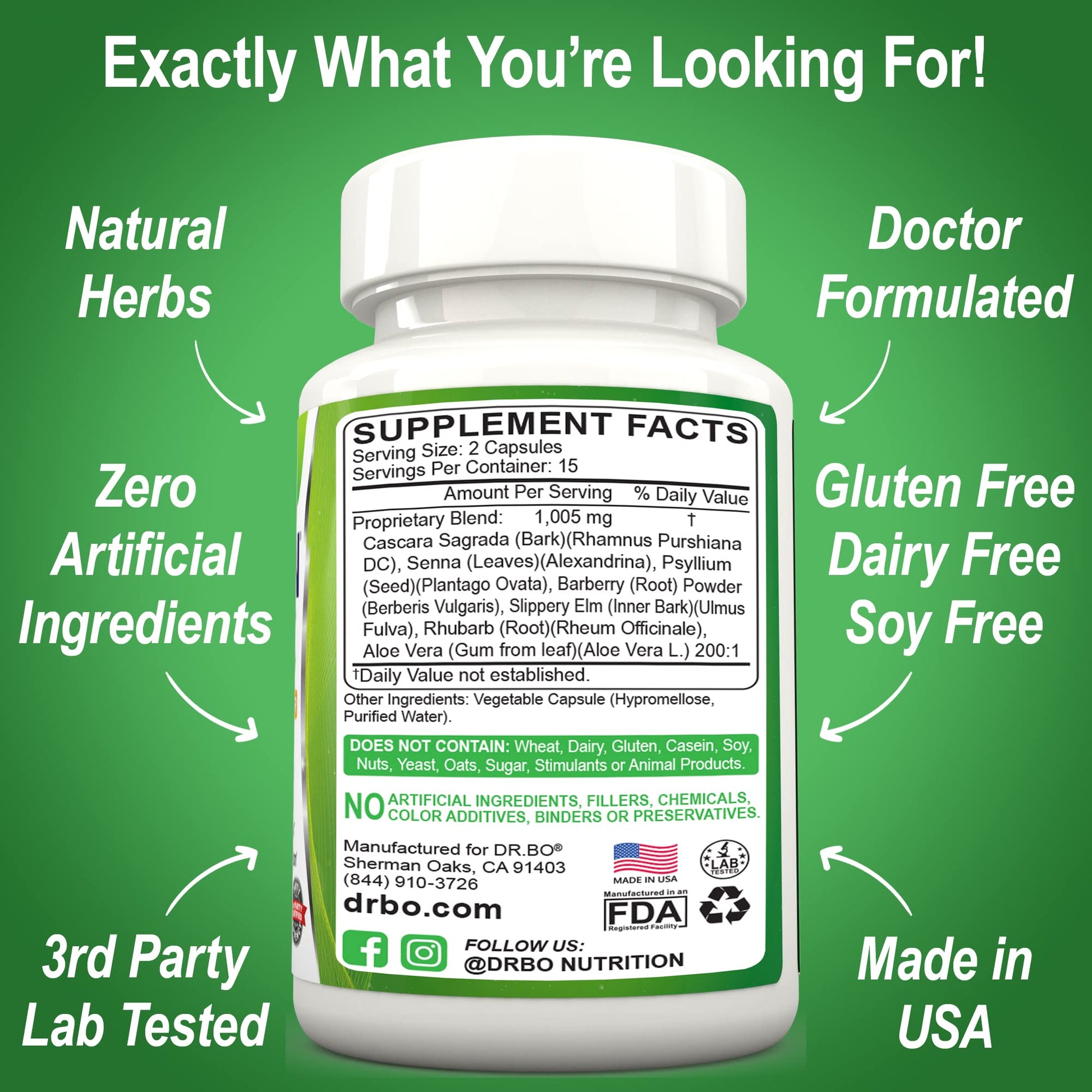 Colon Cleanse Detox Formula - Natural Bowel Cleanser Pills for Intestinal Bloating & Fast Digestive DR. BO