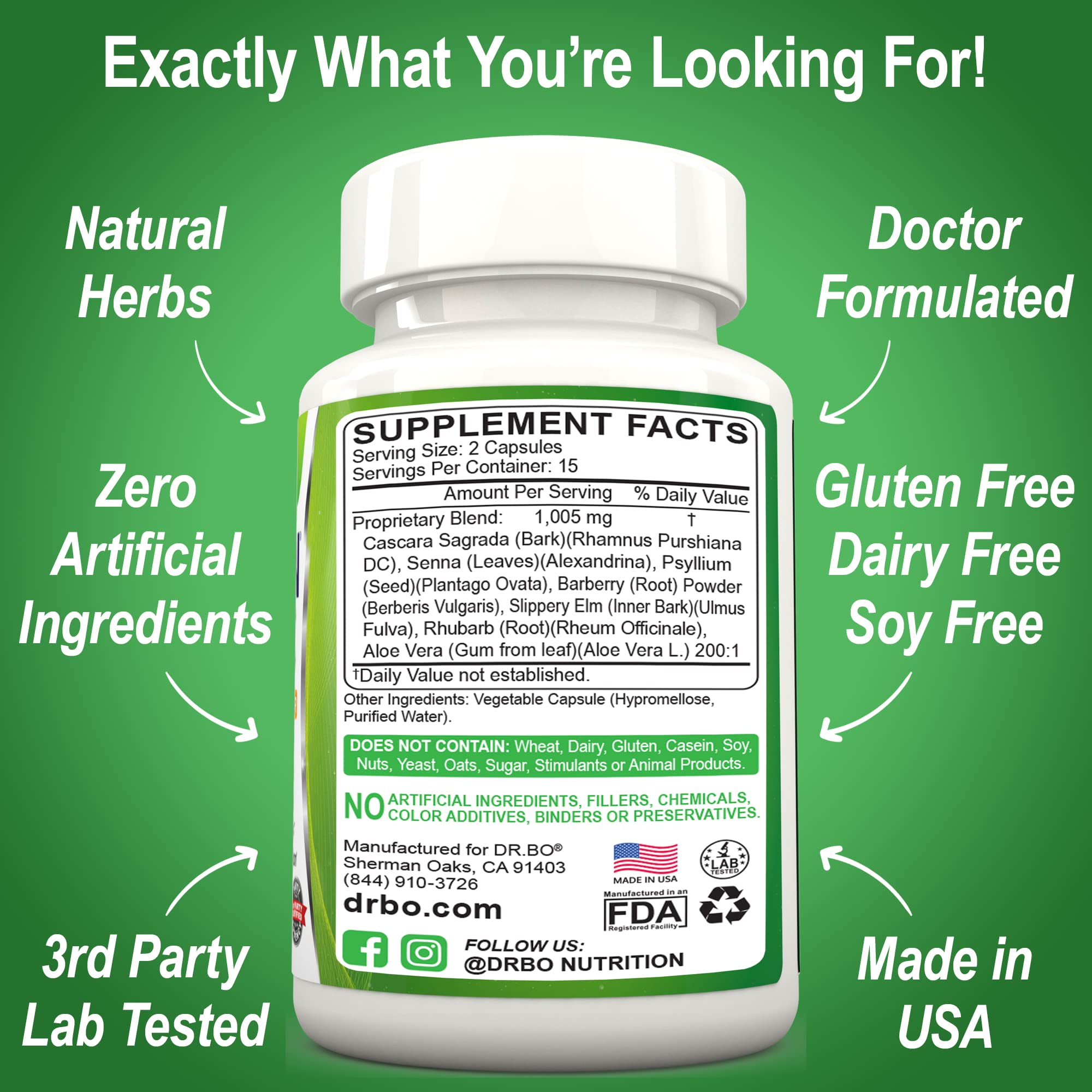 Colon Cleanse Detox Formula - Natural Bowel Cleanser Pills for Intestinal Bloating & Fast Digestive DR. BO