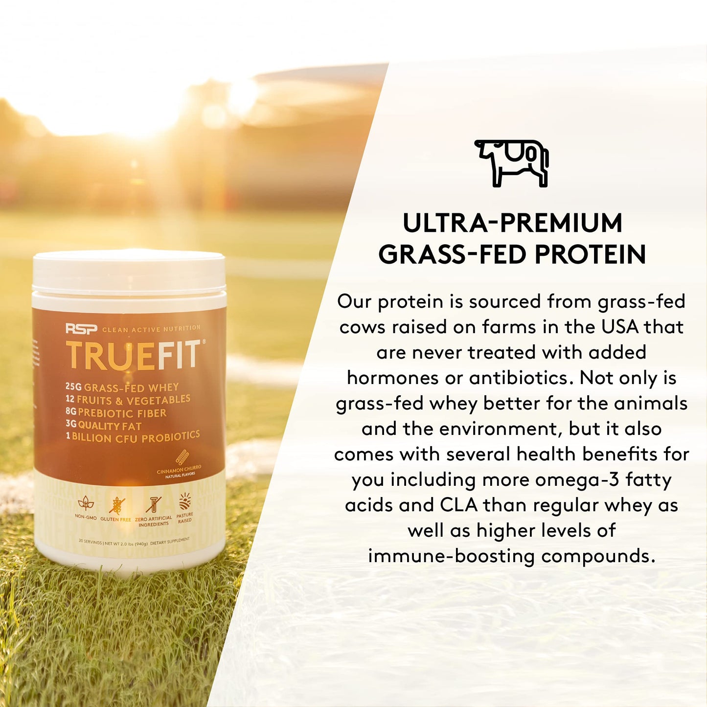 TrueFit Meal Replacement Shake Protein Powder, Grass Fed Whey + Organic Fruits