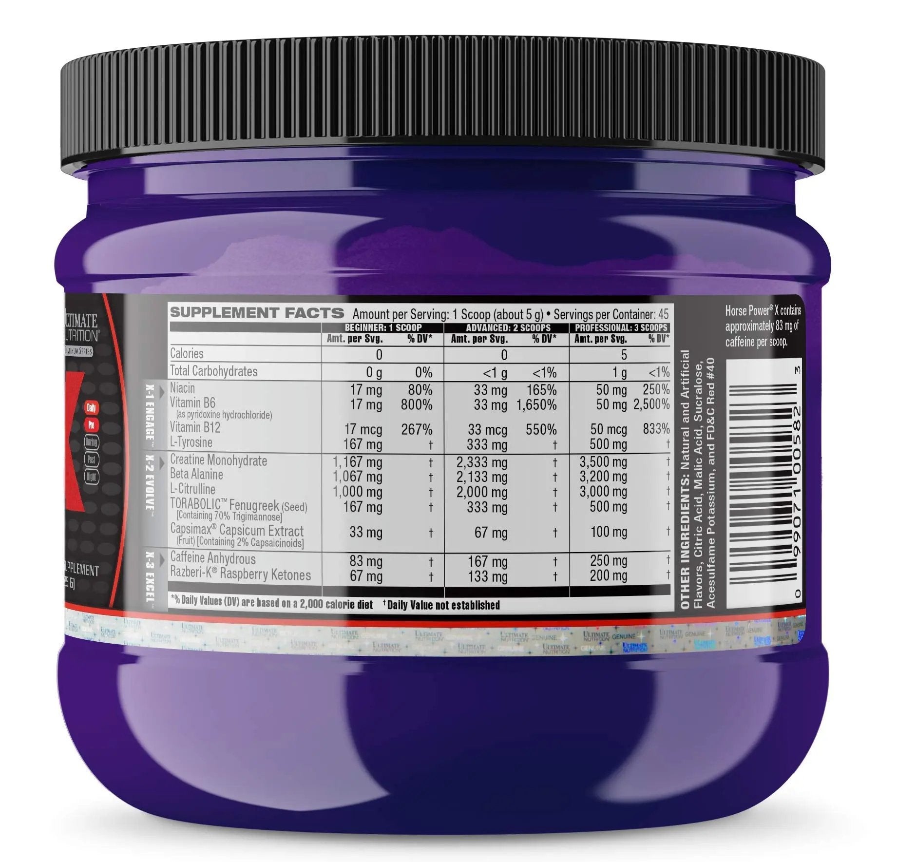 Ultimate Nutrition Horse Power X, Concentrated Pre Workout Supplement, Creatine and Vitamin B12, Support Strength, Pink Lemonade, 7.94oz (225g)