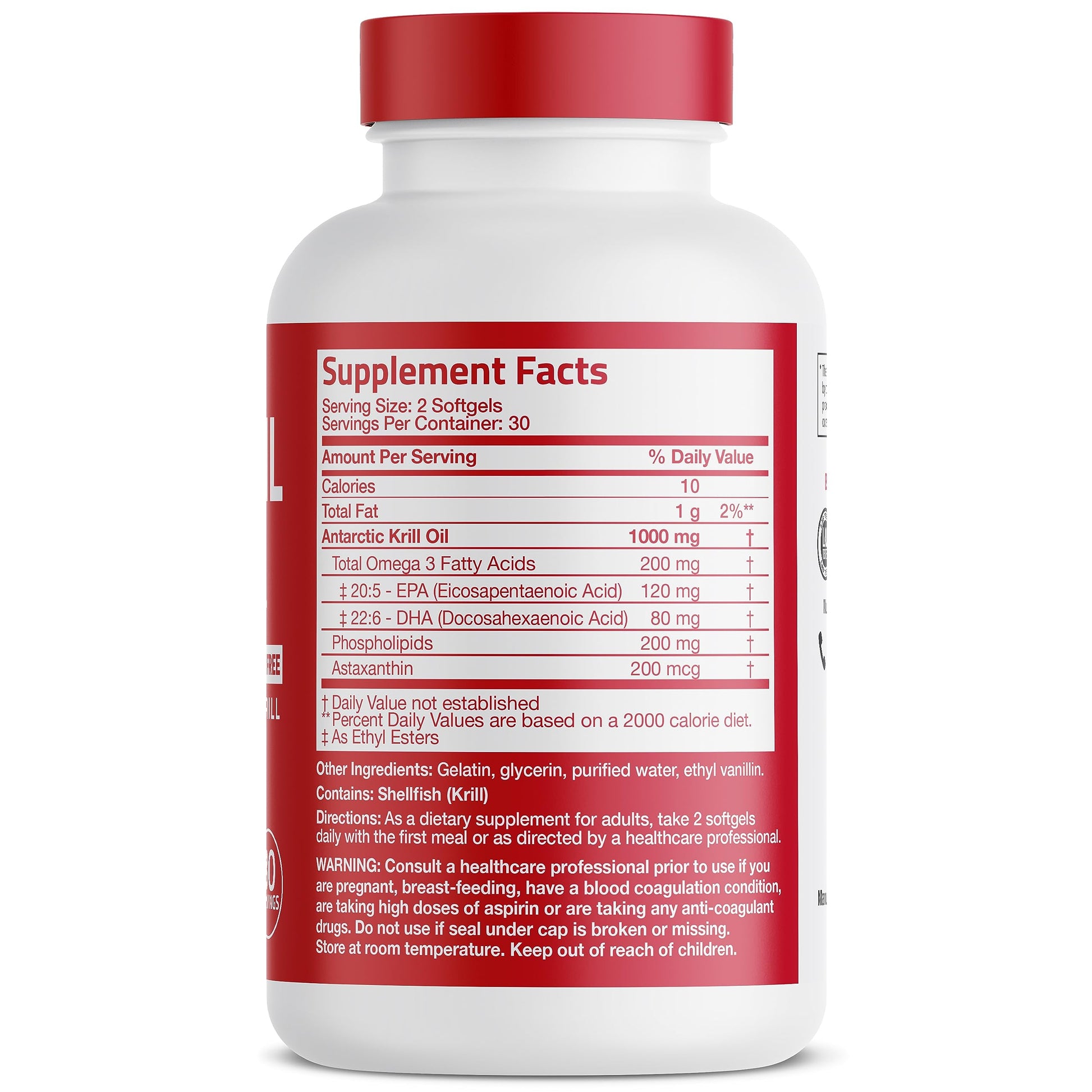 Bronson Antarctic Krill Oil 1000 mg with Omega-3s EPA, DHA, Astaxanthin Bronson