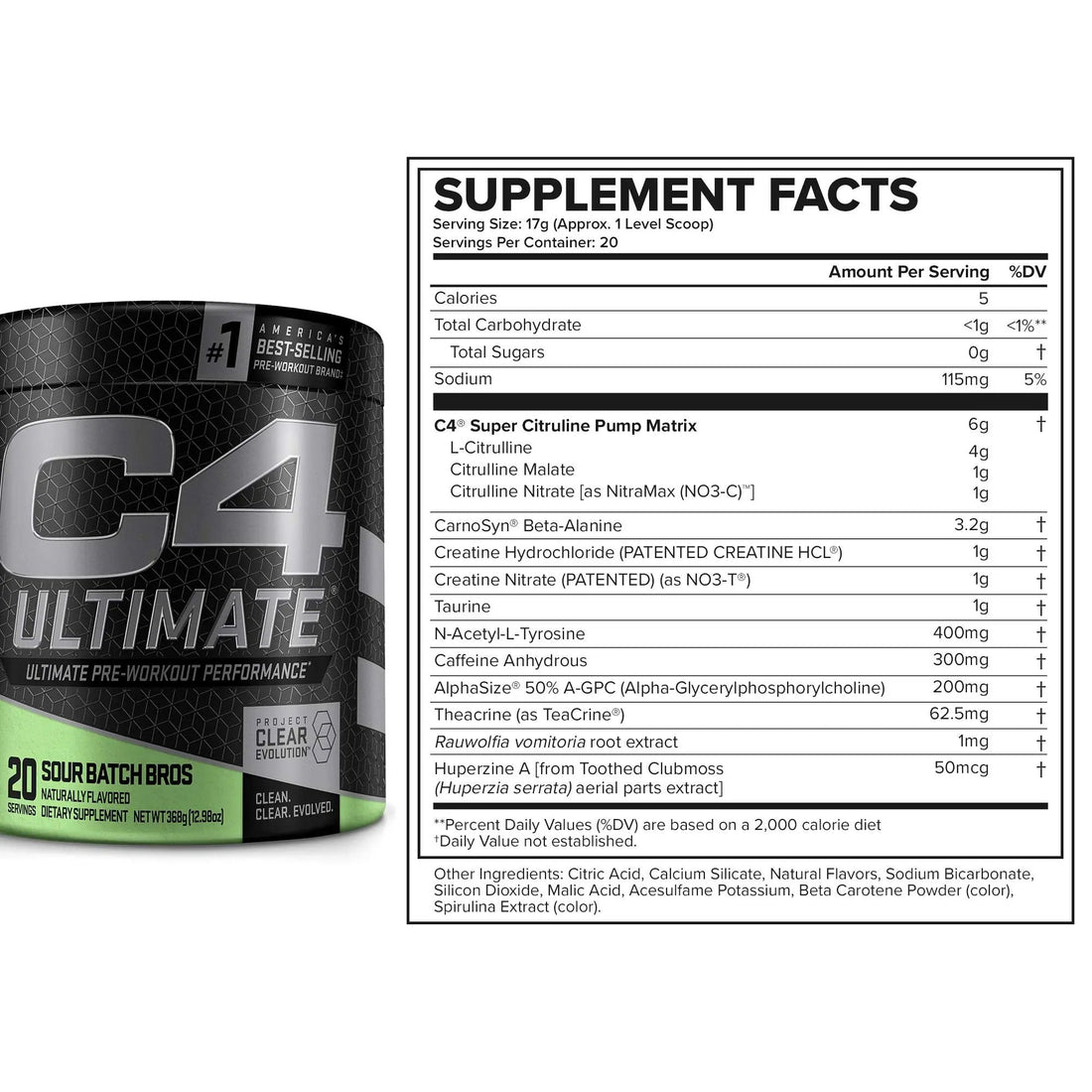 Cellucor C4 Ultimate Pre Workout Powder Sour Batch Bros - Sugar Free Preworkout Energy