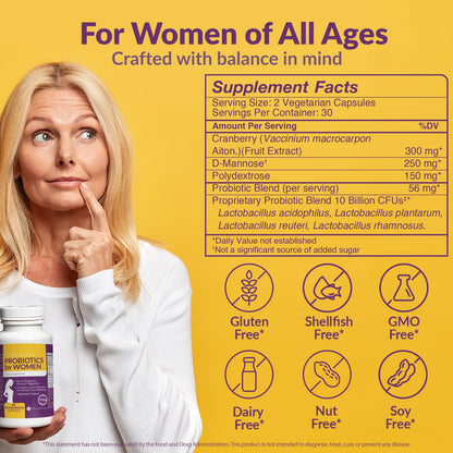 Complete Vaginal Probiotics for Women - w/Added Cranberry, D-mannose to Promote
