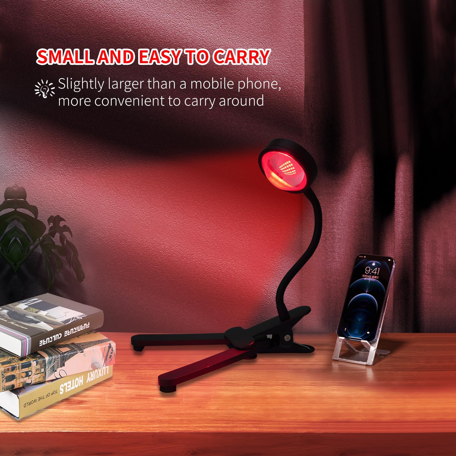 WTINTELL Red Light Therapy for Face, 660nm LED Red Light Therapy Light with Clip, Suitable WTINTELL