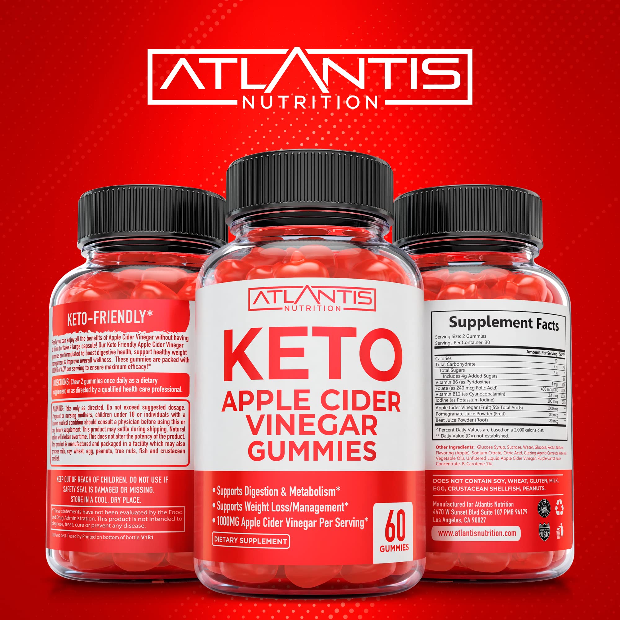 Keto ACV Gummies for Weight Loss - Apple Cider Vinegar Keto ACV Gummies Formulated Atlantis Nutrition