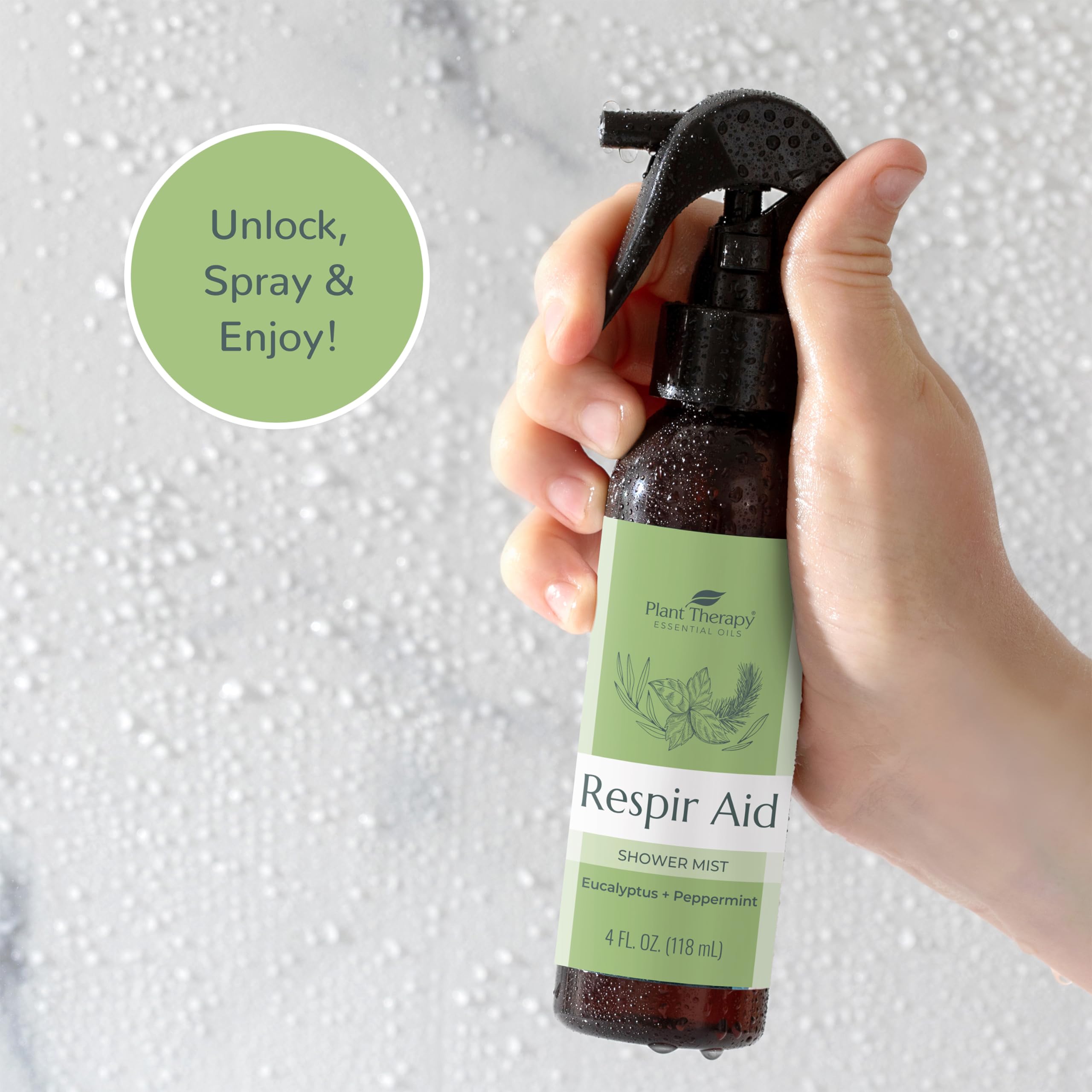 Plant Therapy Respir Aid Shower Mist 4 oz Refreshing & Crisp Aroma, Great to Help Clear Congestion Plant Therapy