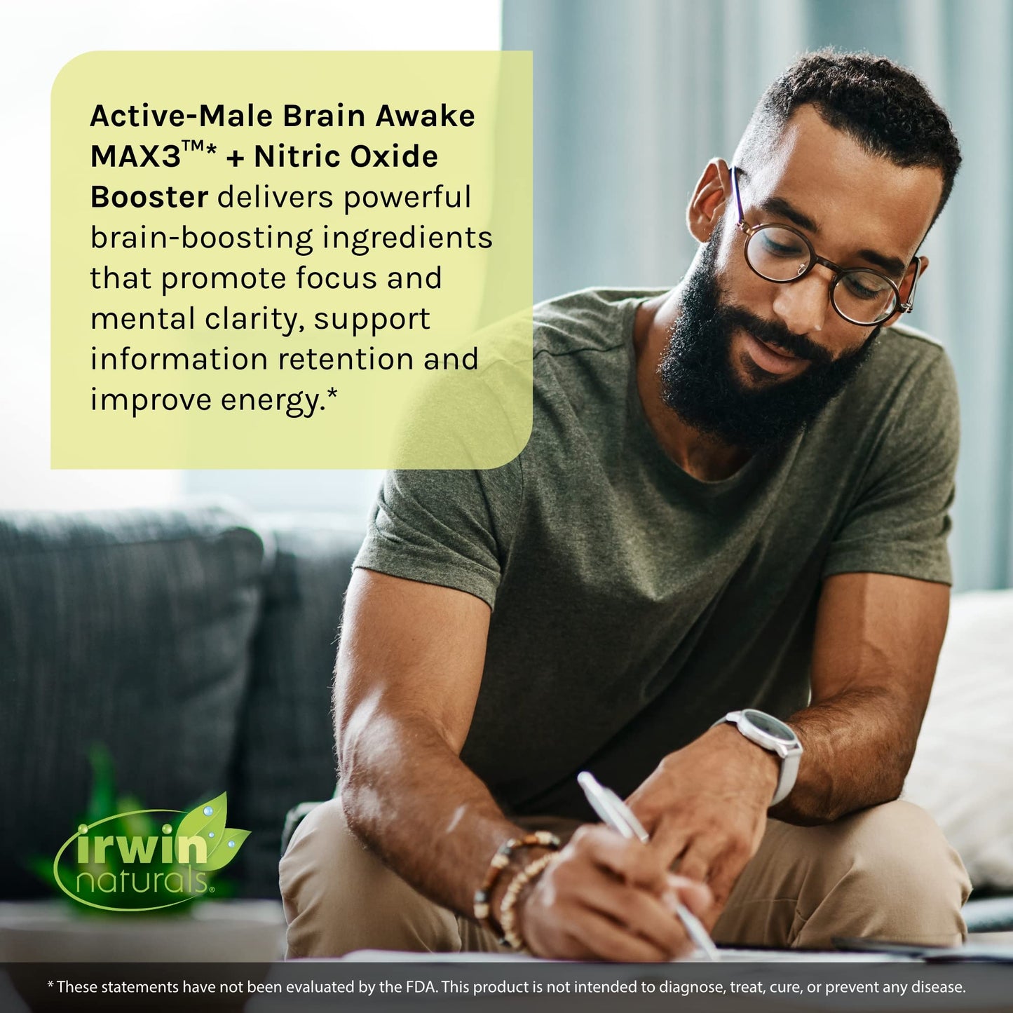 Irwin Naturals Brain Awake Max3 + Nitric Oxide Booster 60 Count