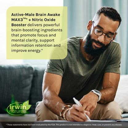 Irwin Naturals Brain Awake Max3 + Nitric Oxide Booster 60 Count