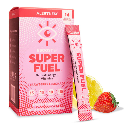 EBOOST Energy Drink Powder, Super Fuel - Strawberry Lemonade, 14 Packets - Pre-Workout
