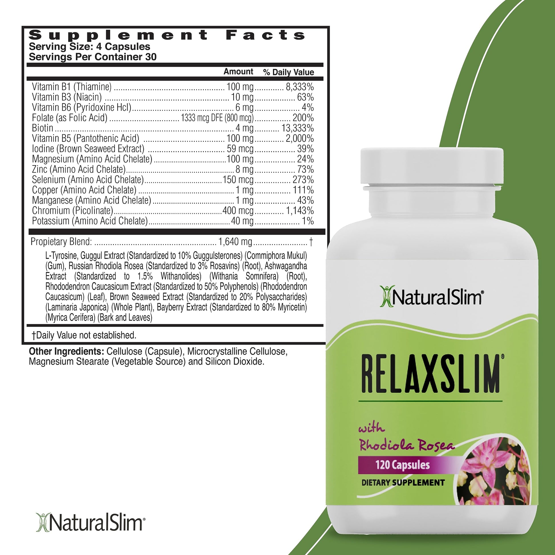 Naturalslim Relaxslim for Metabolism, Helps Control Appetite, Fat & Stress Support - Adaptogen Supplements NaturalSlim