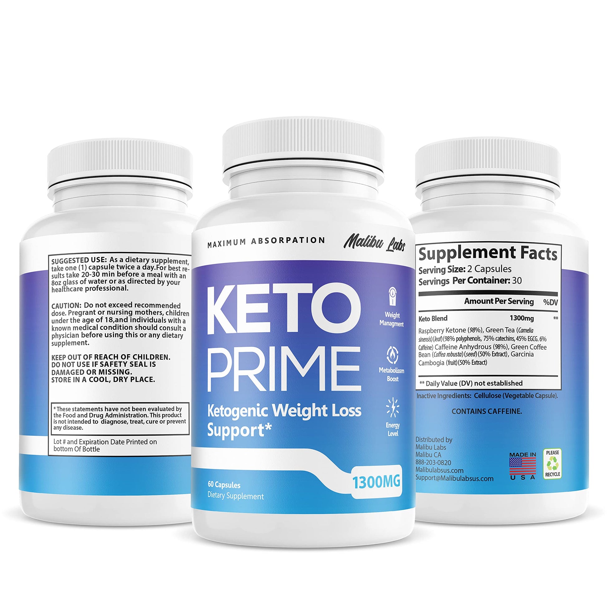 Keto Prime, Advanced Ketogenic Pill Shark Formula 1300mg, KetoPrime, Made in The USA Malibu Labs
