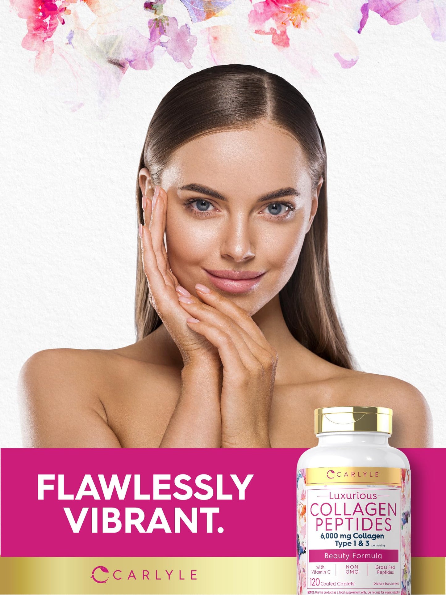 Carlyle Collagen with Vitamin C | 6000mg | 120 Caplets | Multi Collagen Peptide Pills