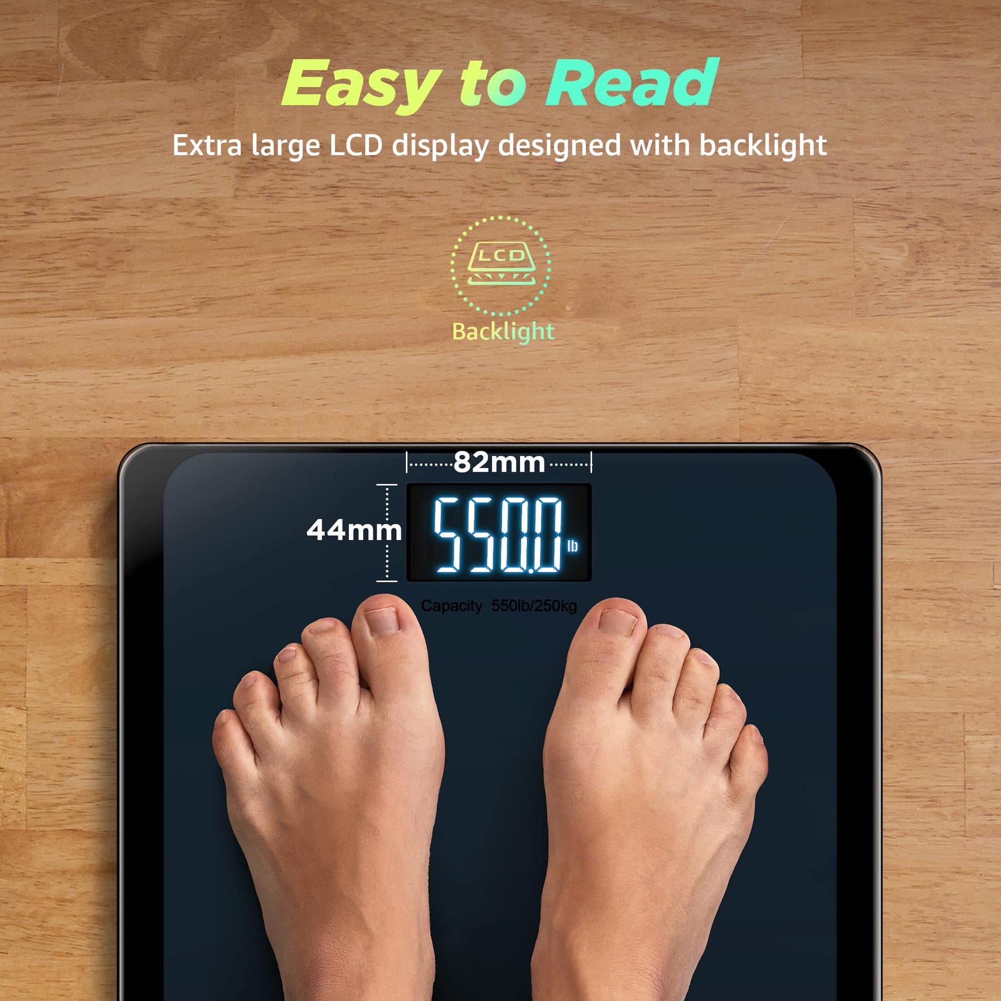 RunSTAR 550lb Bathroom Digital Scale for Body Weight with Ultra-Wide Platform and Large runstar