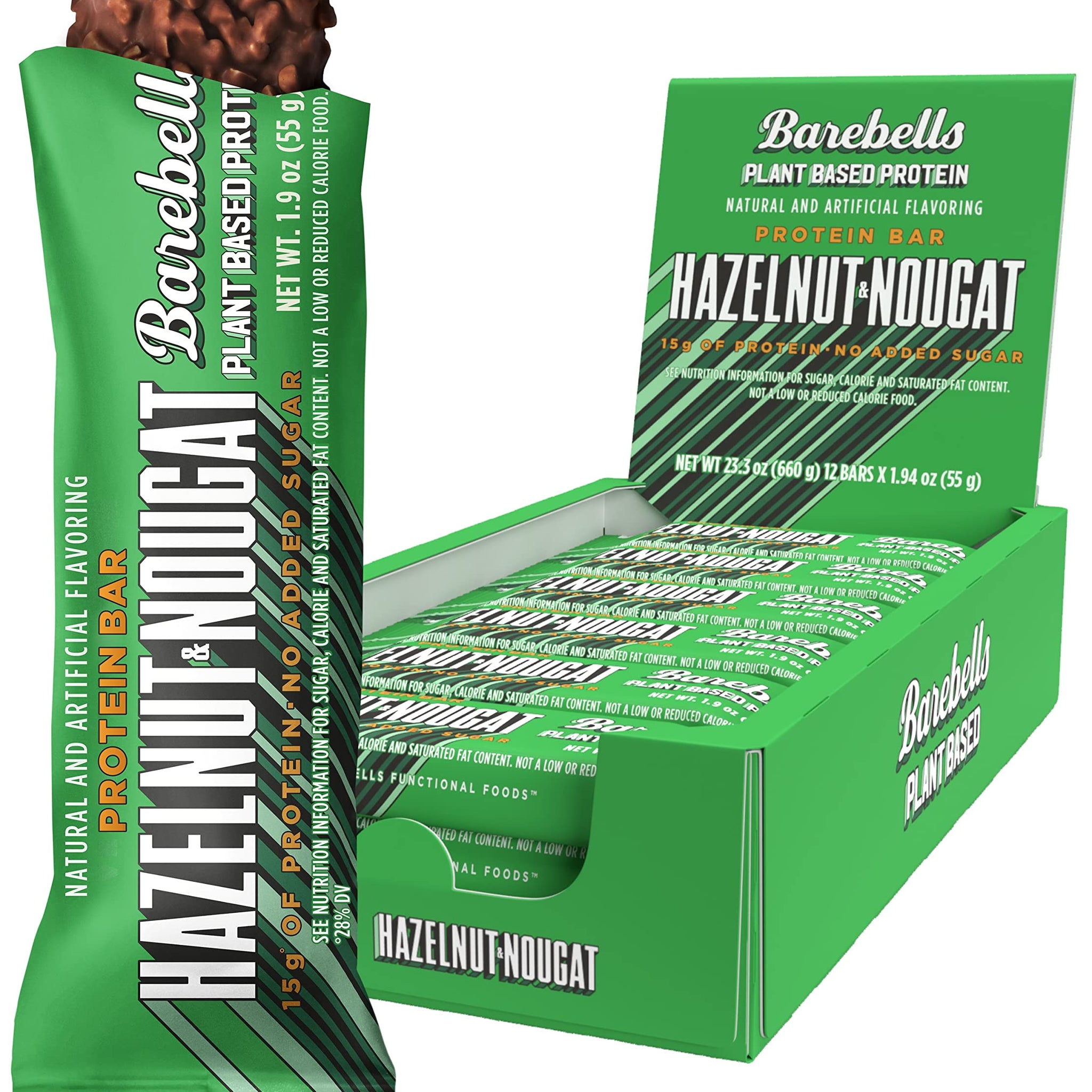 Barebells Vegan Protein Bars Hazelnut & Nougat - 12 Count, 1.9oz Bars - Features Plant 