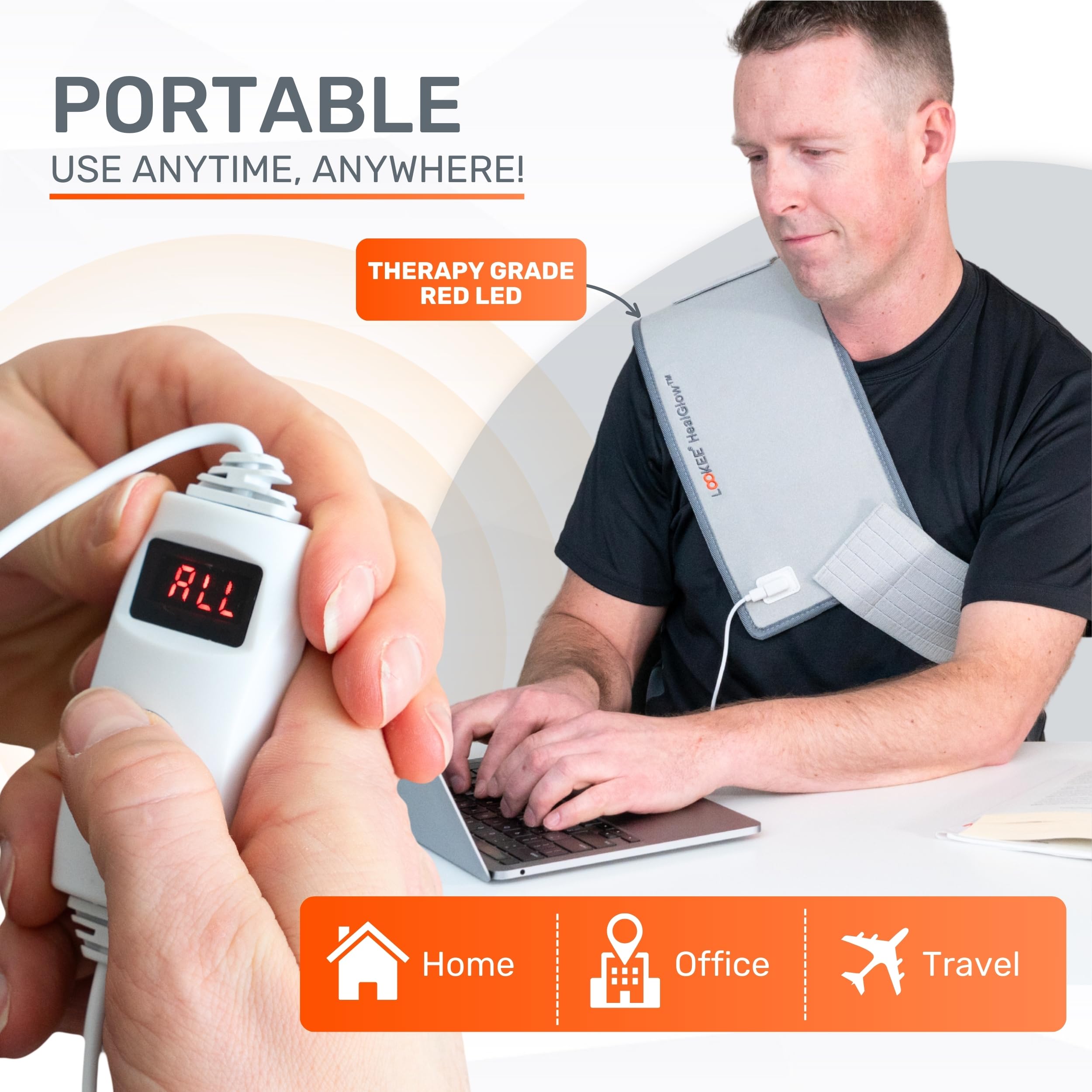 LOOKEE HealGlow Pro Medical Infrared & Red-Light Therapy Belt - LED Technology - 60W Powerful