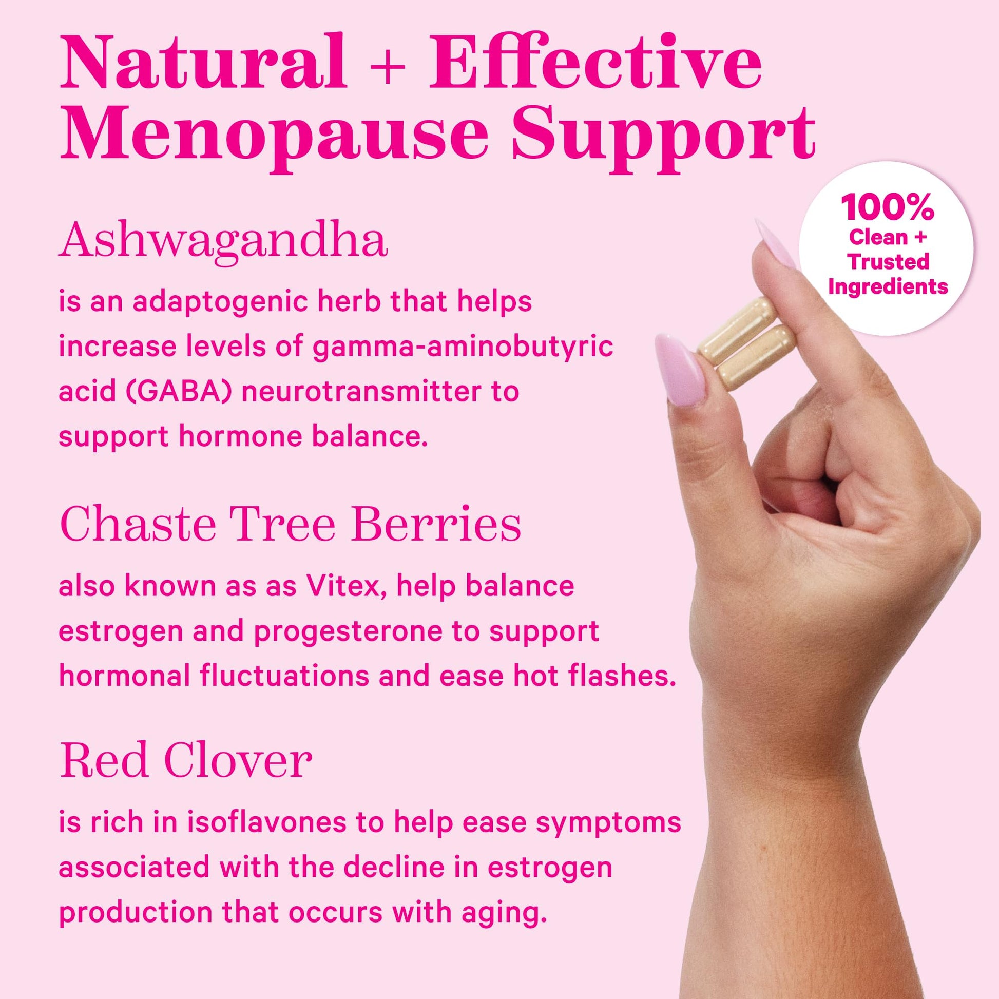 Pink Stork Menopause Supplements for Women - 9 Clinically-Studied Herbs for Perimenopause Pink Stork