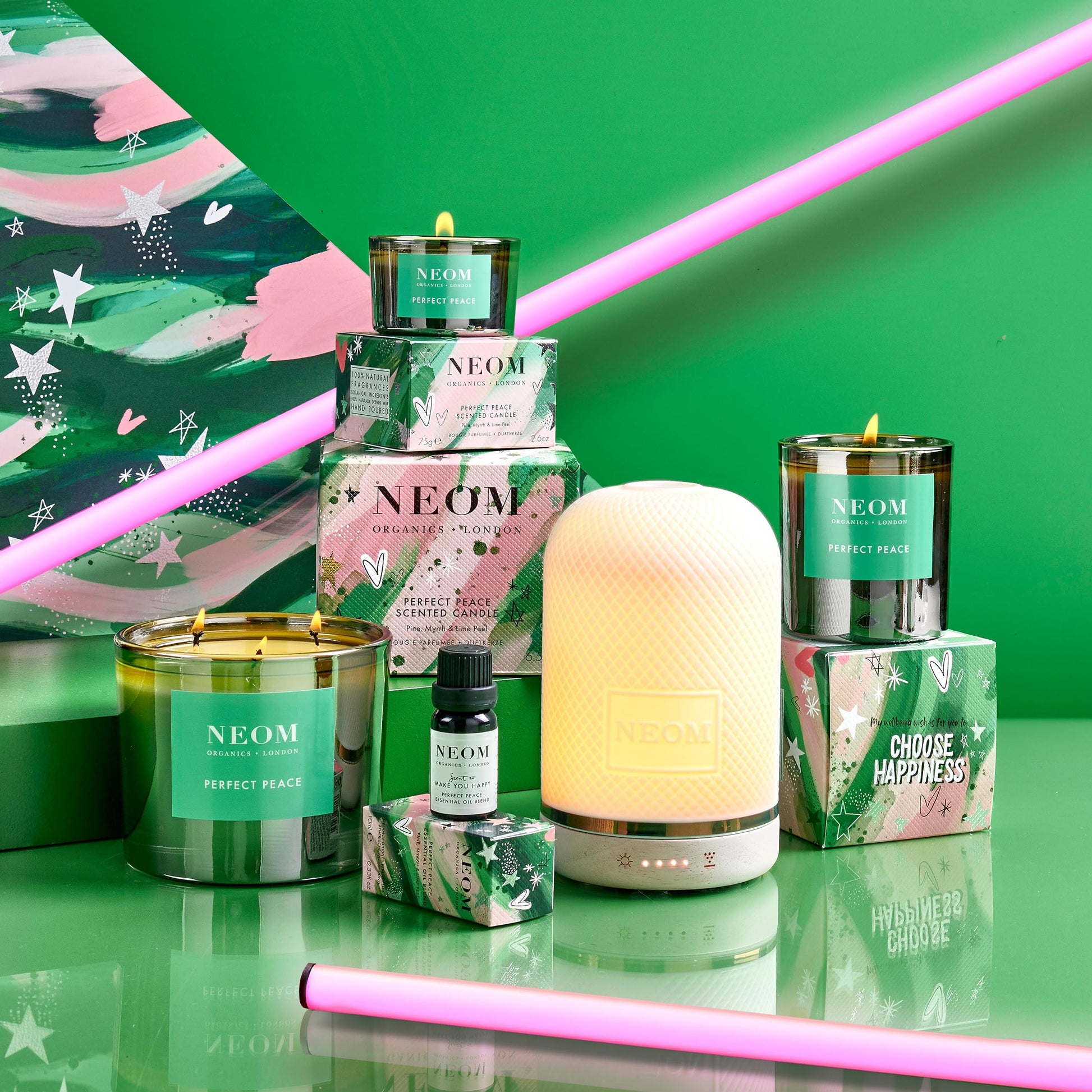 NEOM- Perfect Peace Luxury Scented Candle | Pine, Myrrh & Lime Peel | Christmas Gift… (1 Wick) Neom