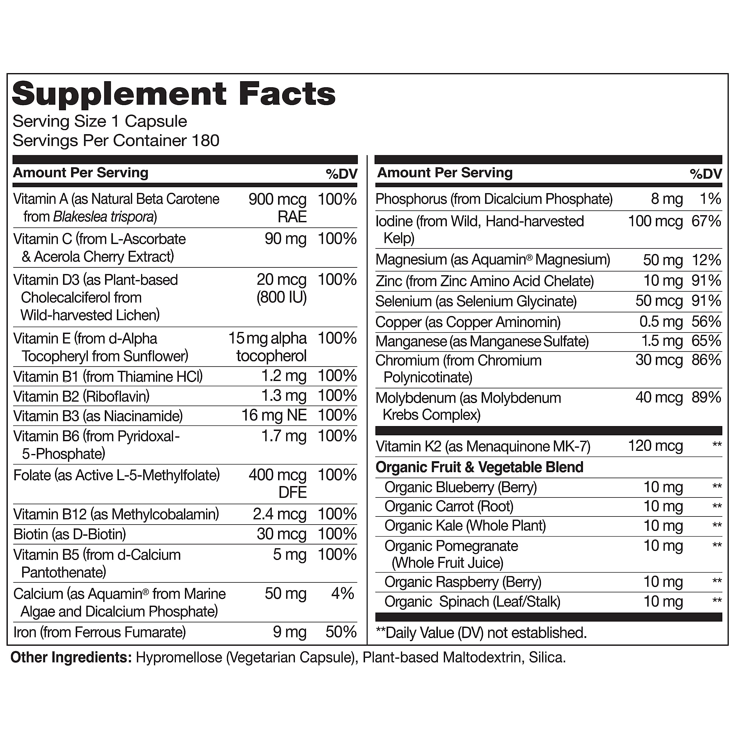 NATURELO One Daily Multivitamin for Women - Energy Support - Whole Food Supplement NATURELO