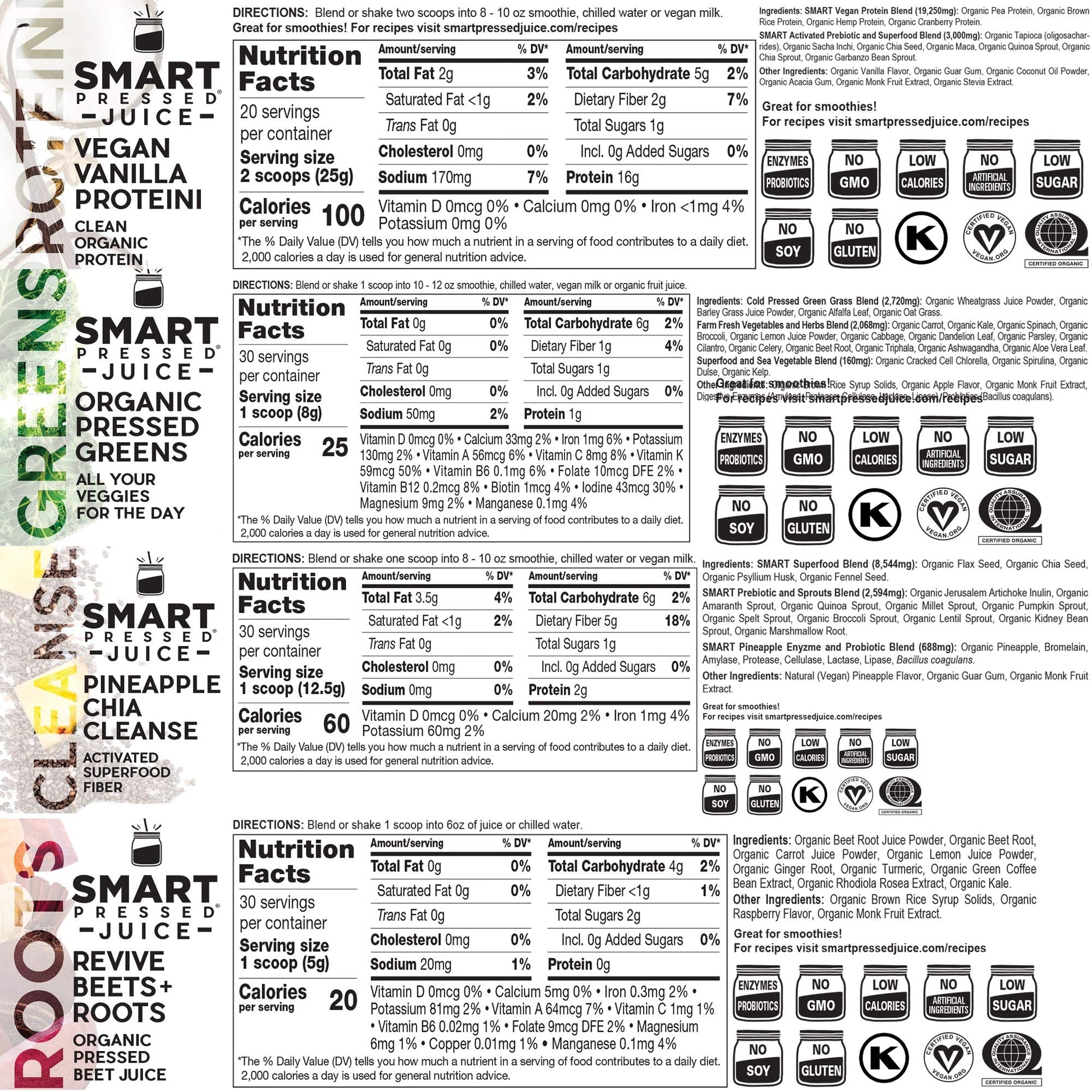 SMART Pressed Juice 3-Day Organic Juice Cleanse | Healthy Detox Program | Vegan Vanilla Protein SMART Pressed