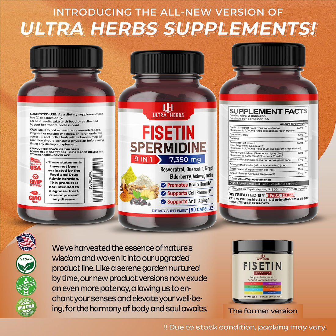 Ultra Fisetin Supplements Complex 7350mg Resveratrol 1000mg Quercetin 200mg 