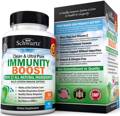 Immune Support Supplement with Vitamin C 1000mg Zinc Elderberry Extract Ginger