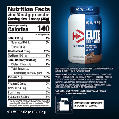 Dymatize Elite 100% Whey Protein Powder, 25g Protein, 5.5g BCAAs & 2.7g L-Leucine