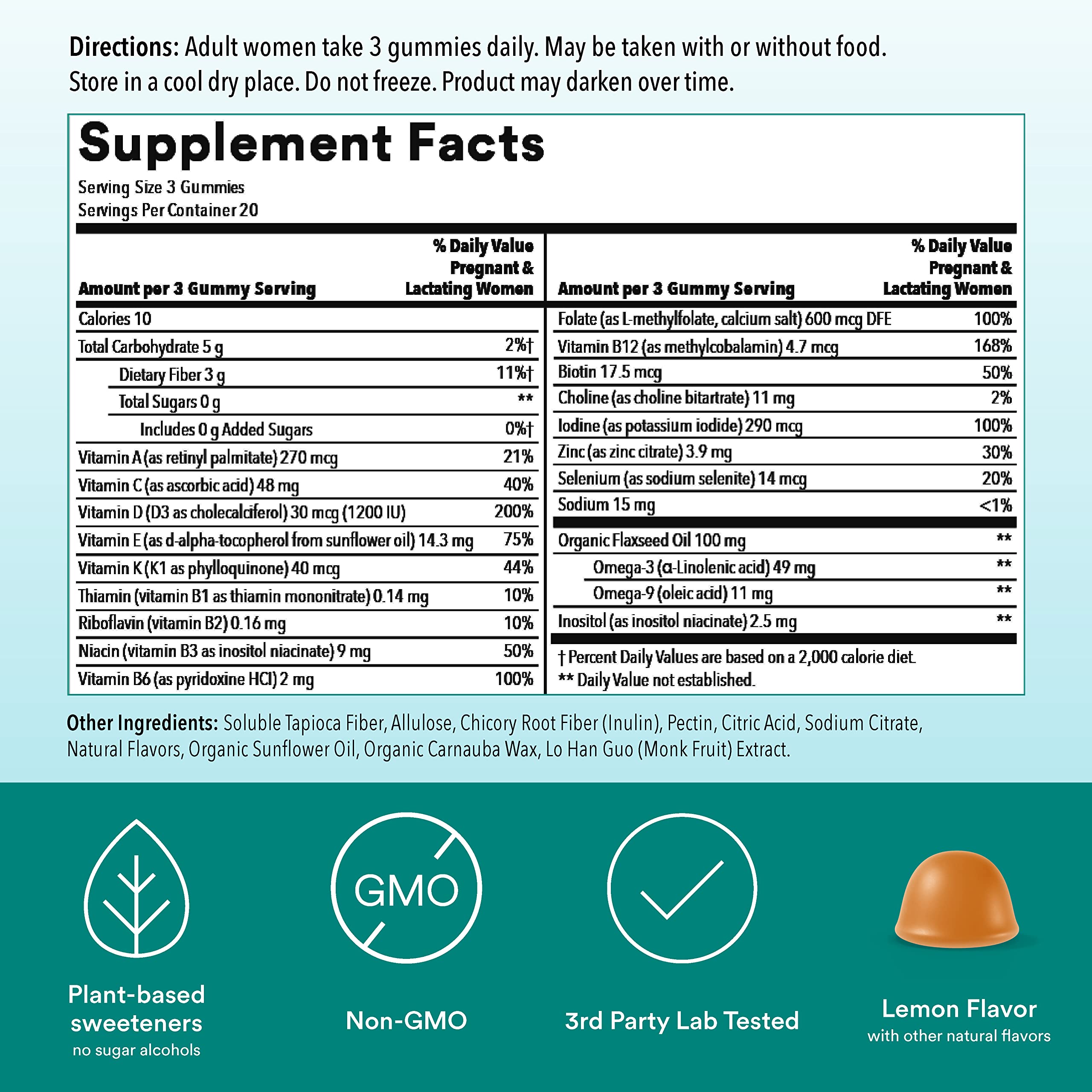 SmartyPants Prenatal Vitamins for Women, Sugar Free Multivitamin Gummies SmartyPants
