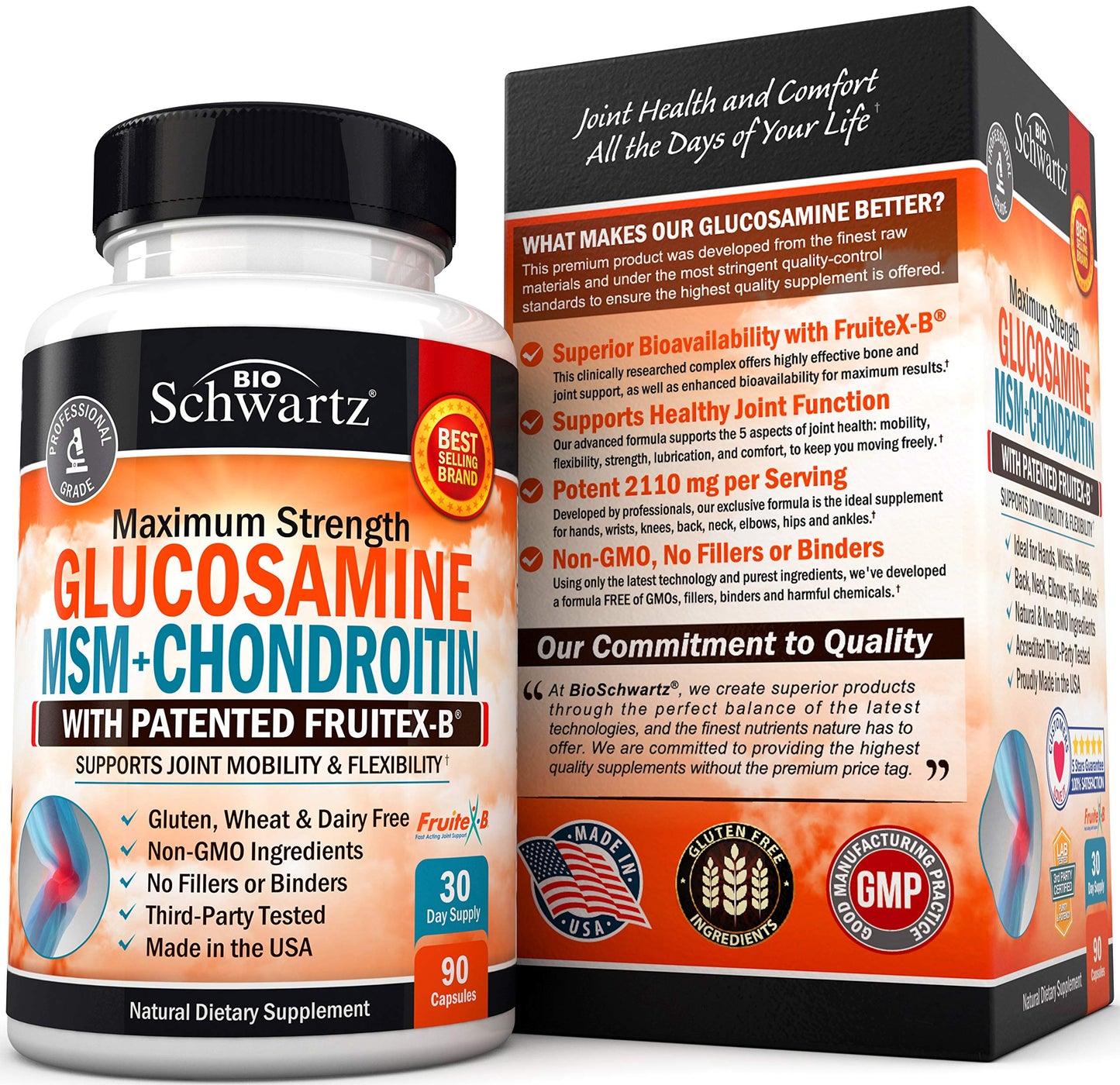 Glucosamine Chondroitin MSM 2110mg - Joint Support Supplement with Turmeric