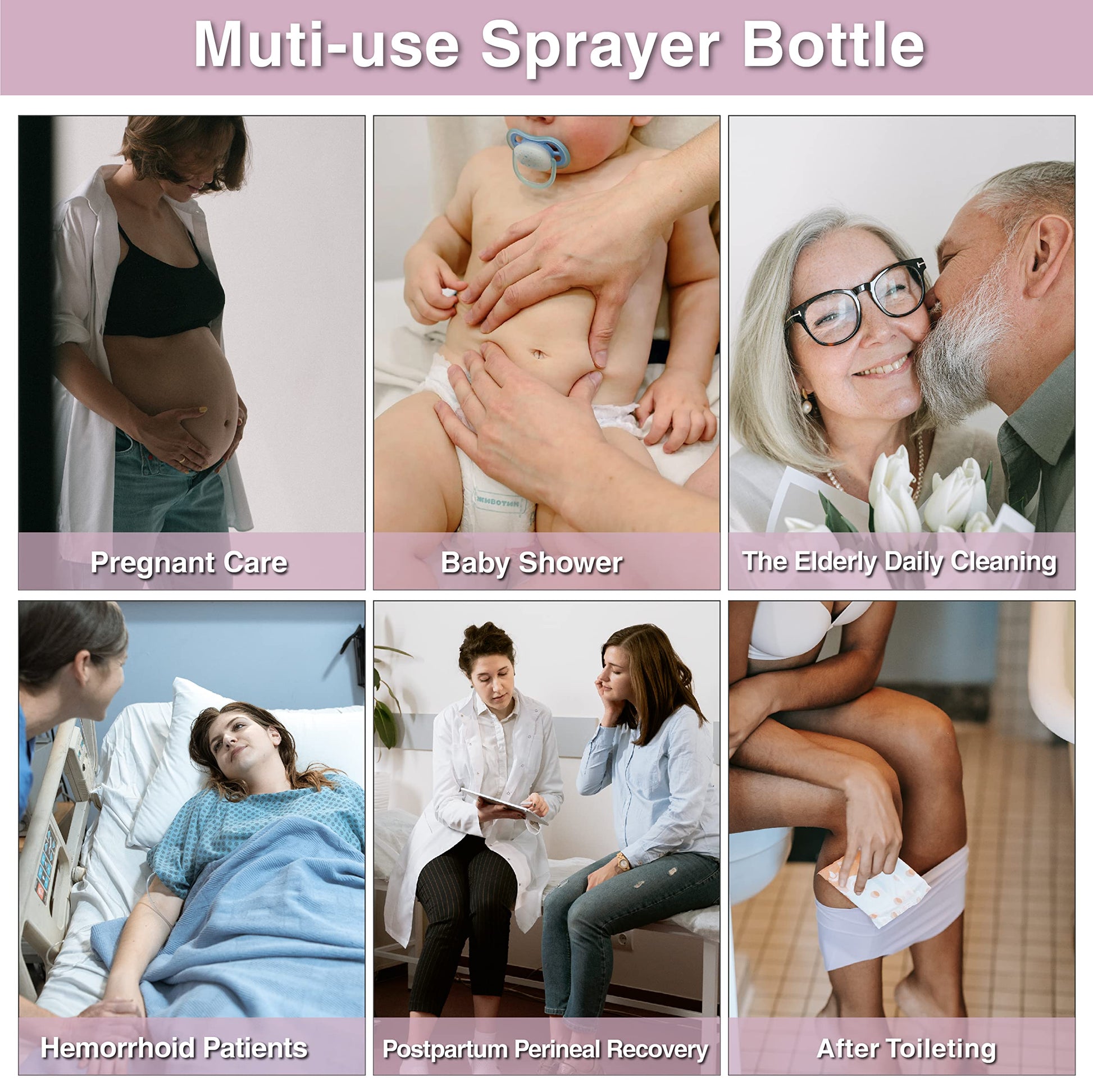 TopQuaFocus 12oz Perineal Bottle for Postpartum Care Portable Travel Peri Sprayer Bidet Postpartum TopQuaFocus