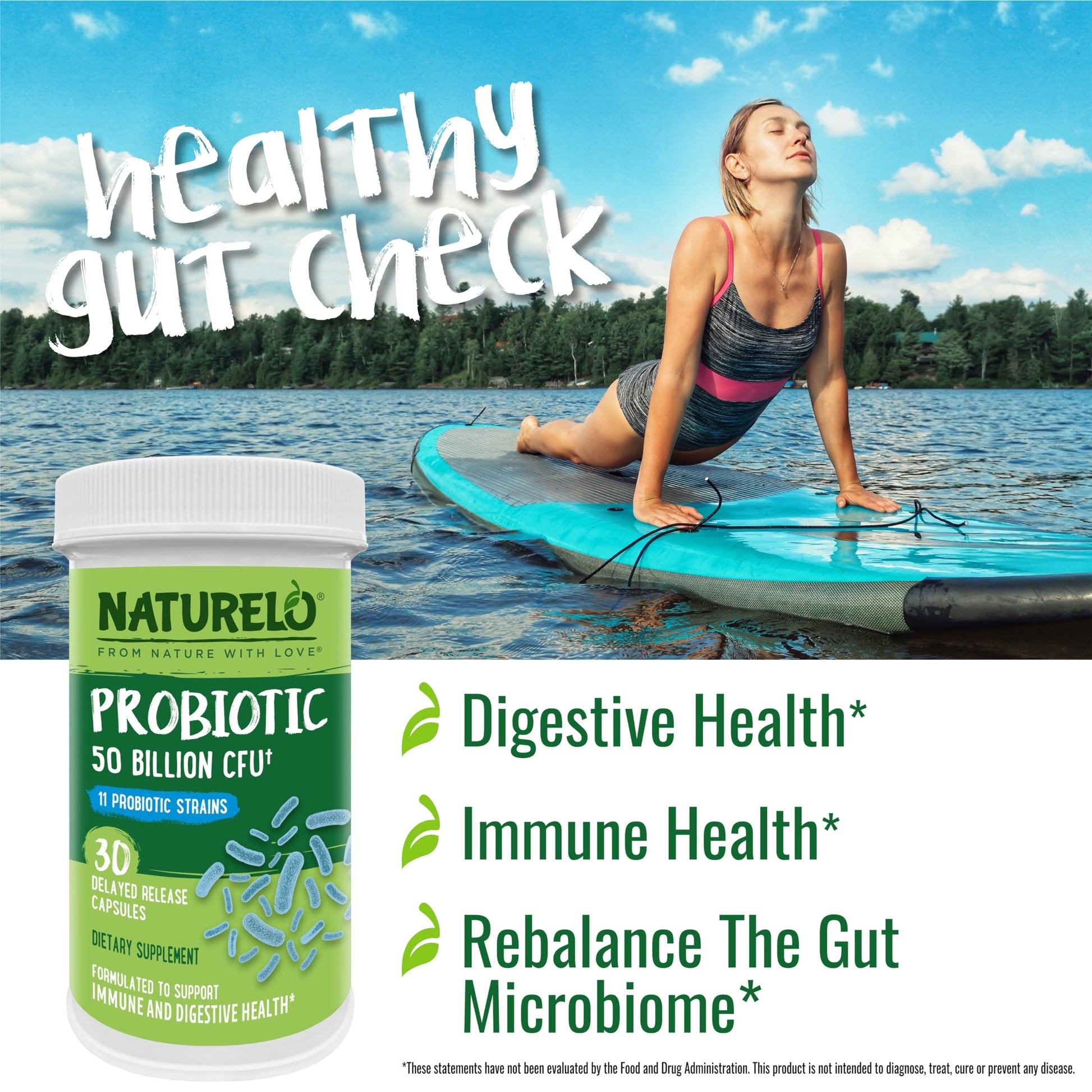 NATURELO Probiotic Supplement - 50 Billion CFU - 11 Strains - One Daily - Helps Support NATURELO